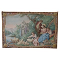 Early 20th Century Neoclassical Wall Tapestry Hand Painted