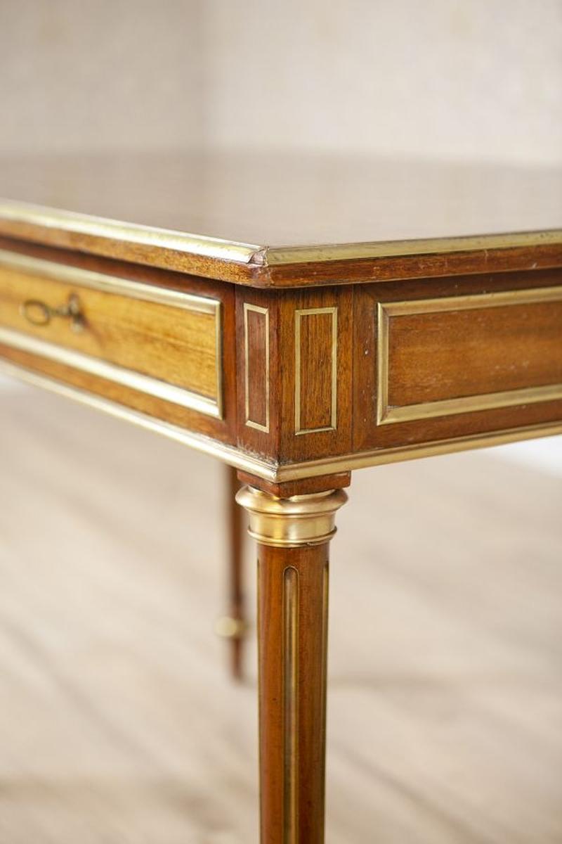 Vintage Neoclassical Writing Desk Inlaid With Brass, 1950s 1