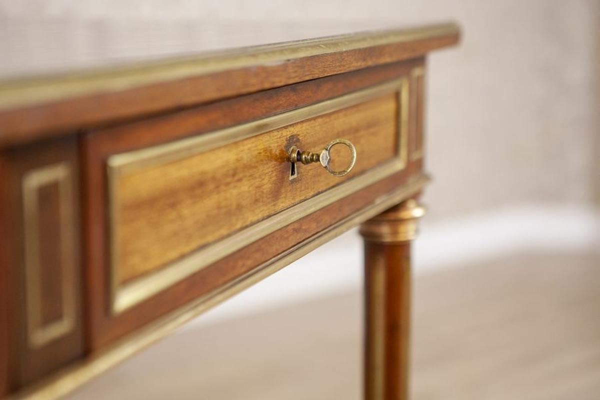 Vintage Neoclassical Writing Desk Inlaid With Brass, 1950s 3
