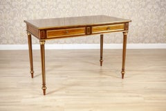 Bureau néoclassique vintage incrusté de laiton, années 1950
