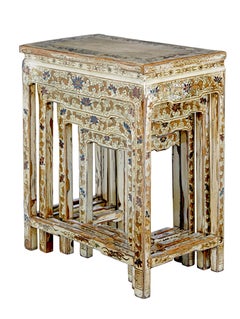Early 20th century nest of 4 lacquered and decorated tables