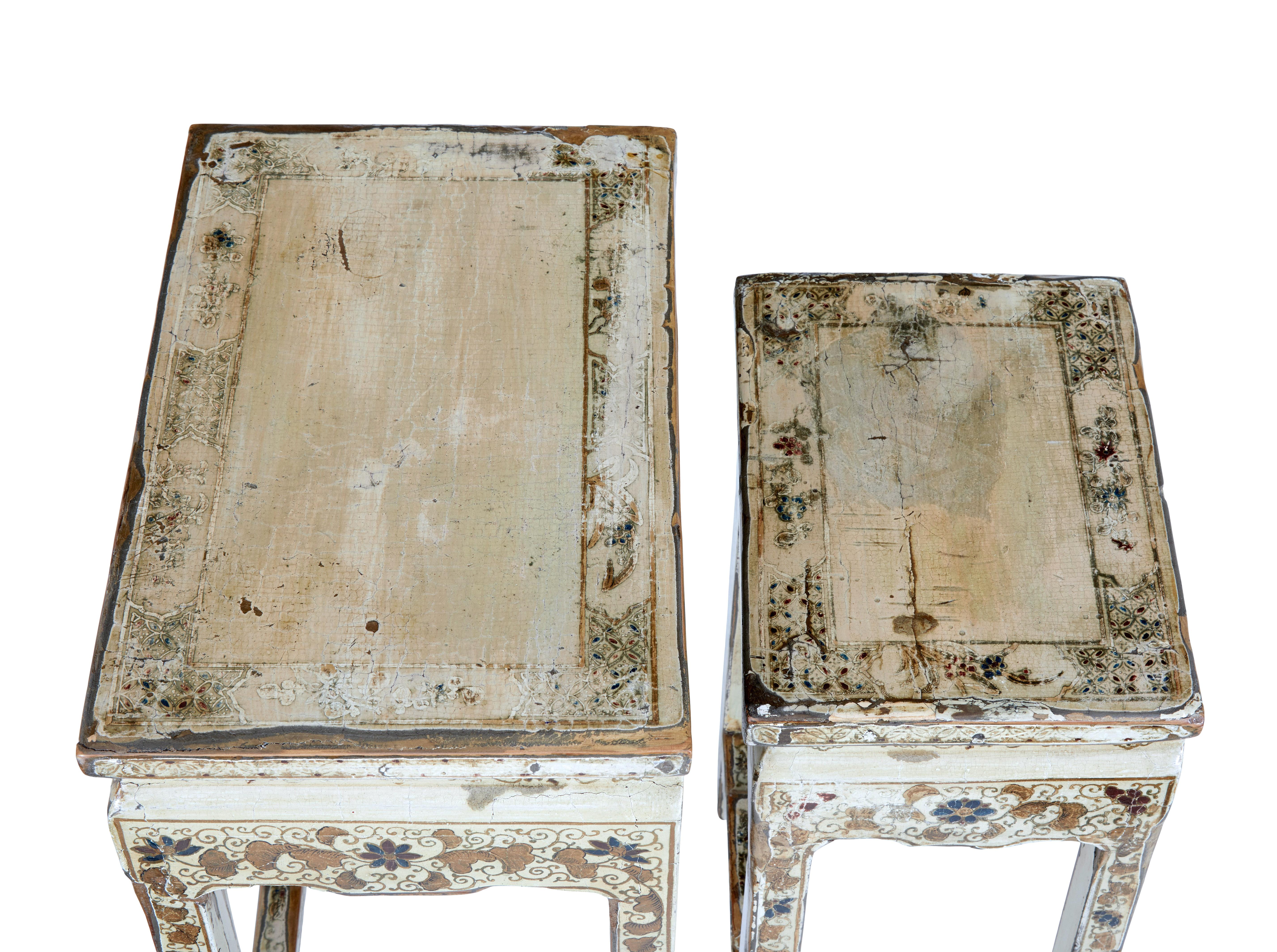 Early 20th Century Nest of 4 Lacquered and Decorated Tables 1