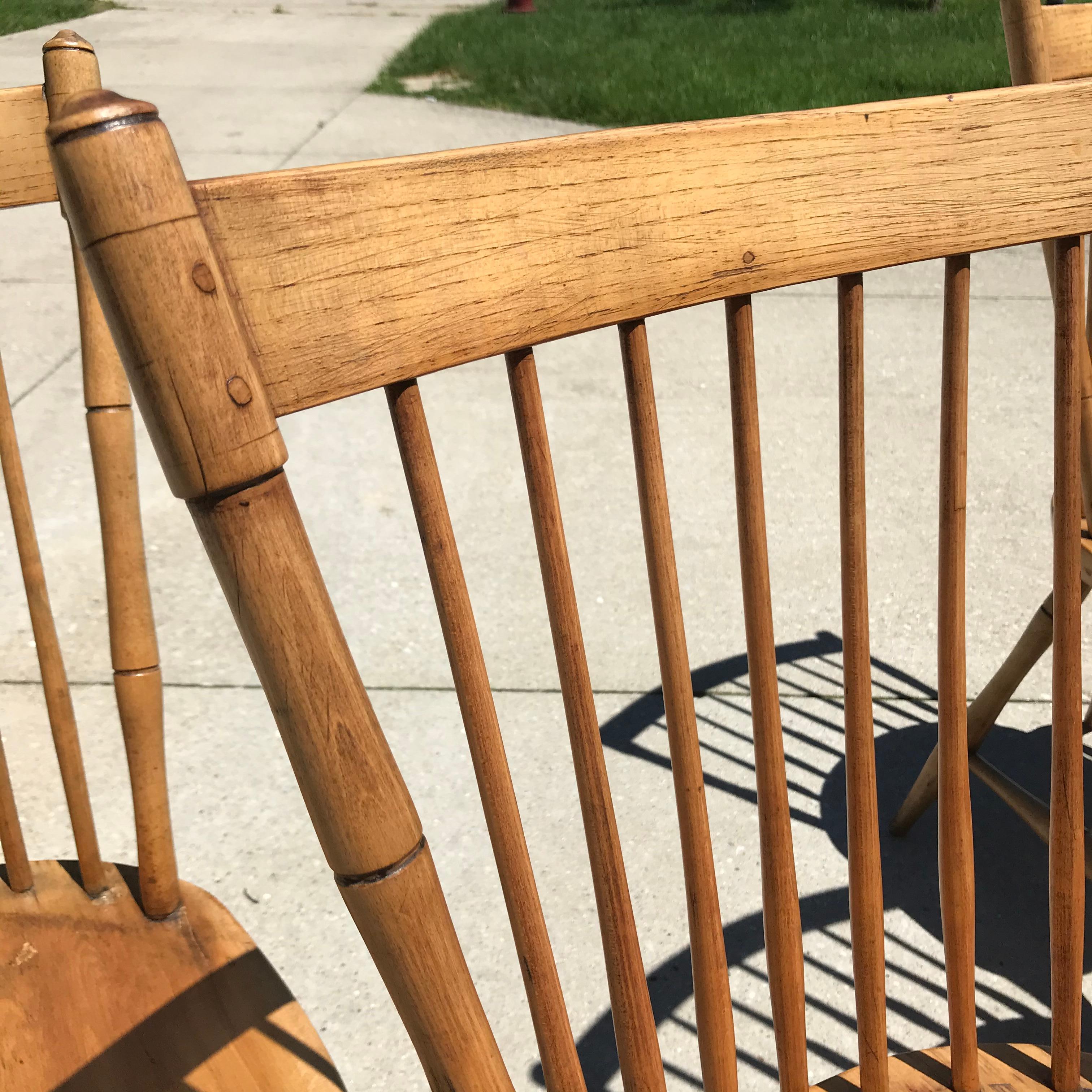 American Early 20th Century New England Maple Spindleback Windsor Chairs