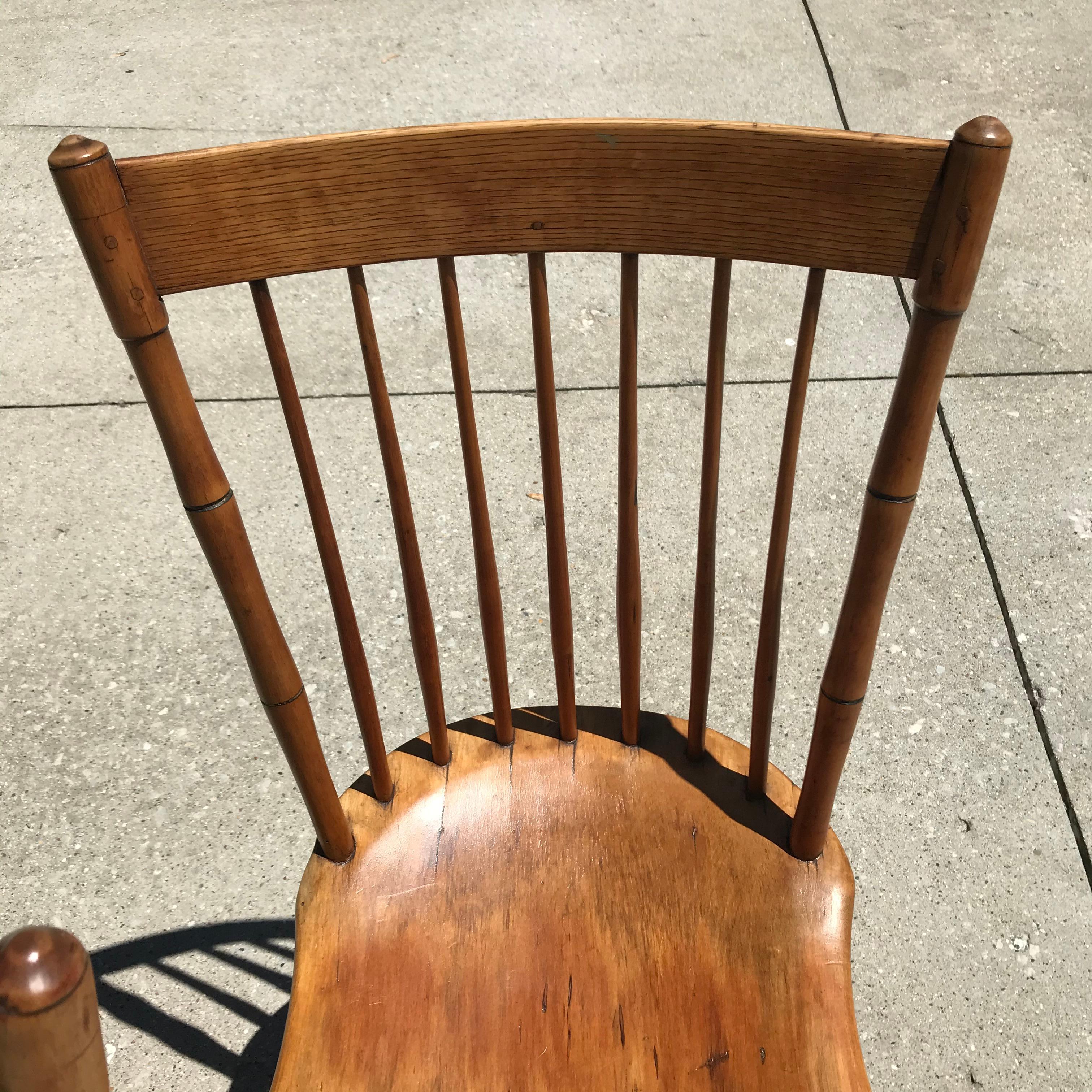 Early 20th Century New England Maple Spindleback Windsor Chairs 2