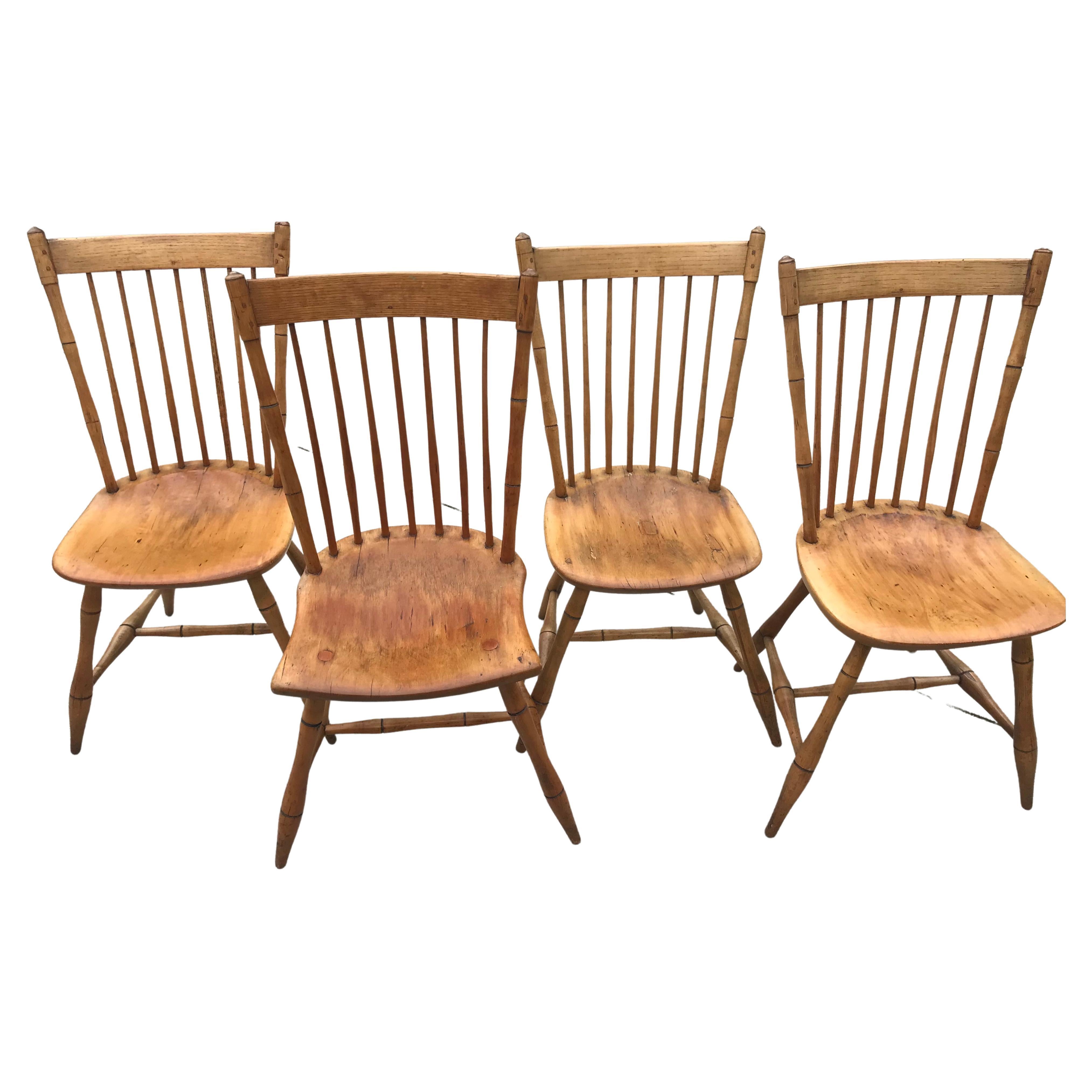 Early 20th Century New England Maple Spindleback Windsor Chairs