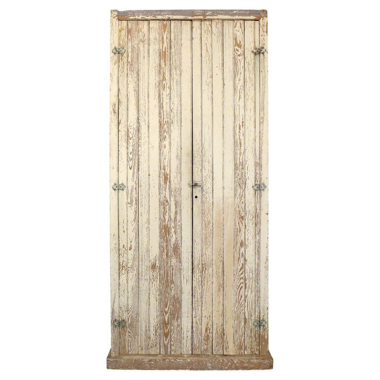 Early 20th Century New England Primitive Painted Wood Cupboard For Sale