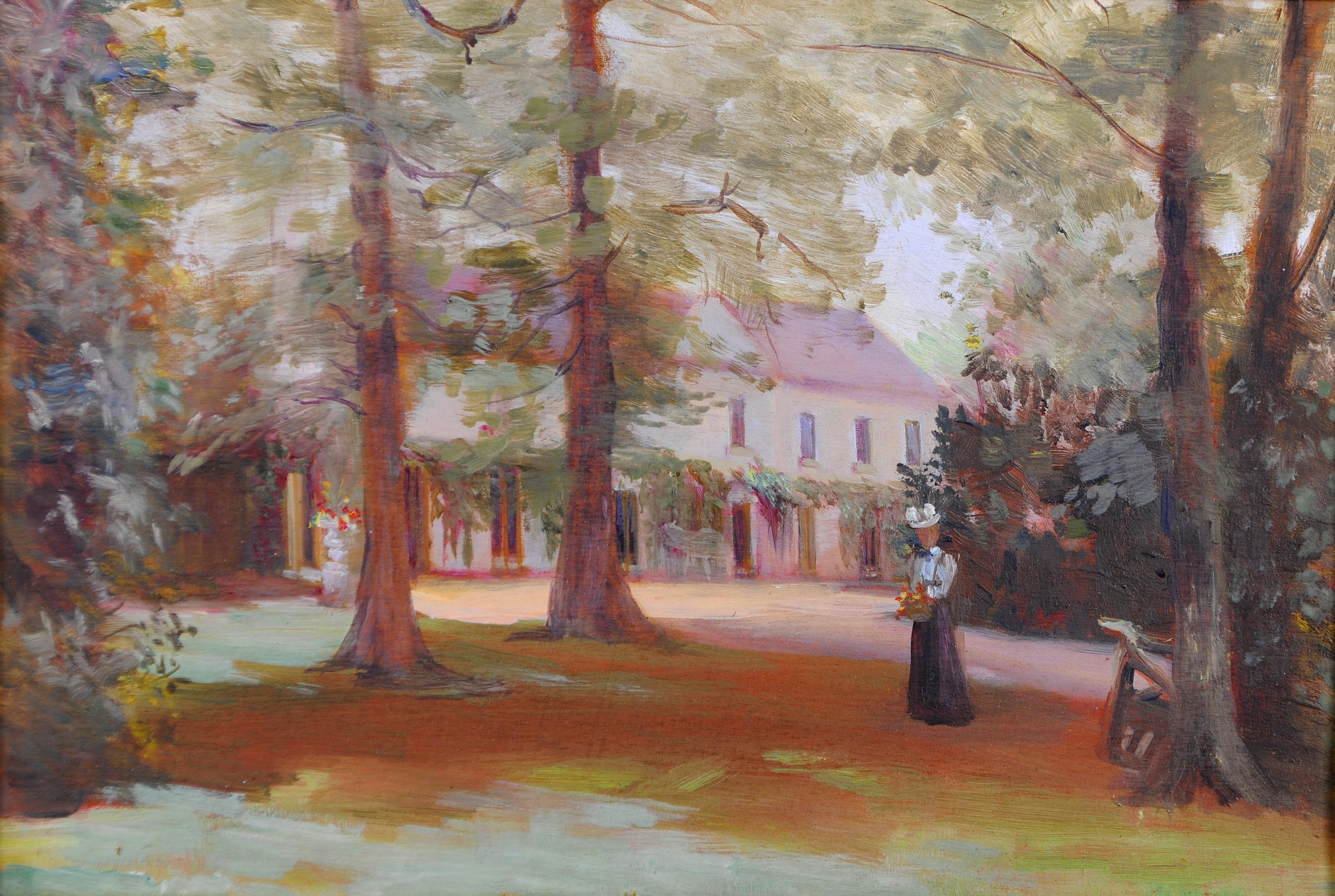 Recogiendo flores - Pintura de paisaje de la escuela Newlyn de Cornualles de principios del siglo XX - Painting de Early 20th Century Newlyn School