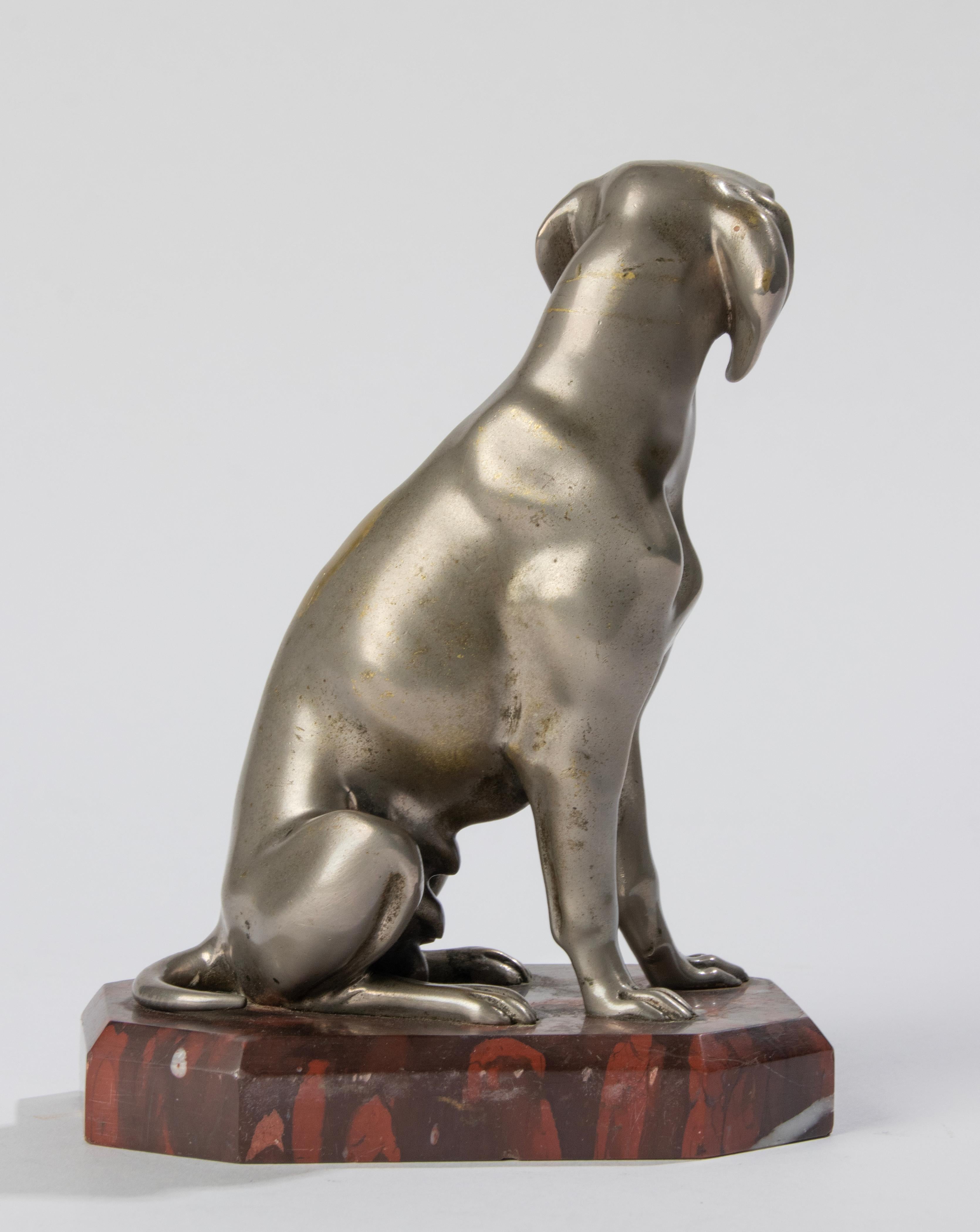 Early 20th Century, Nickel-Plated Spelter Sculpture Dog For Sale 7