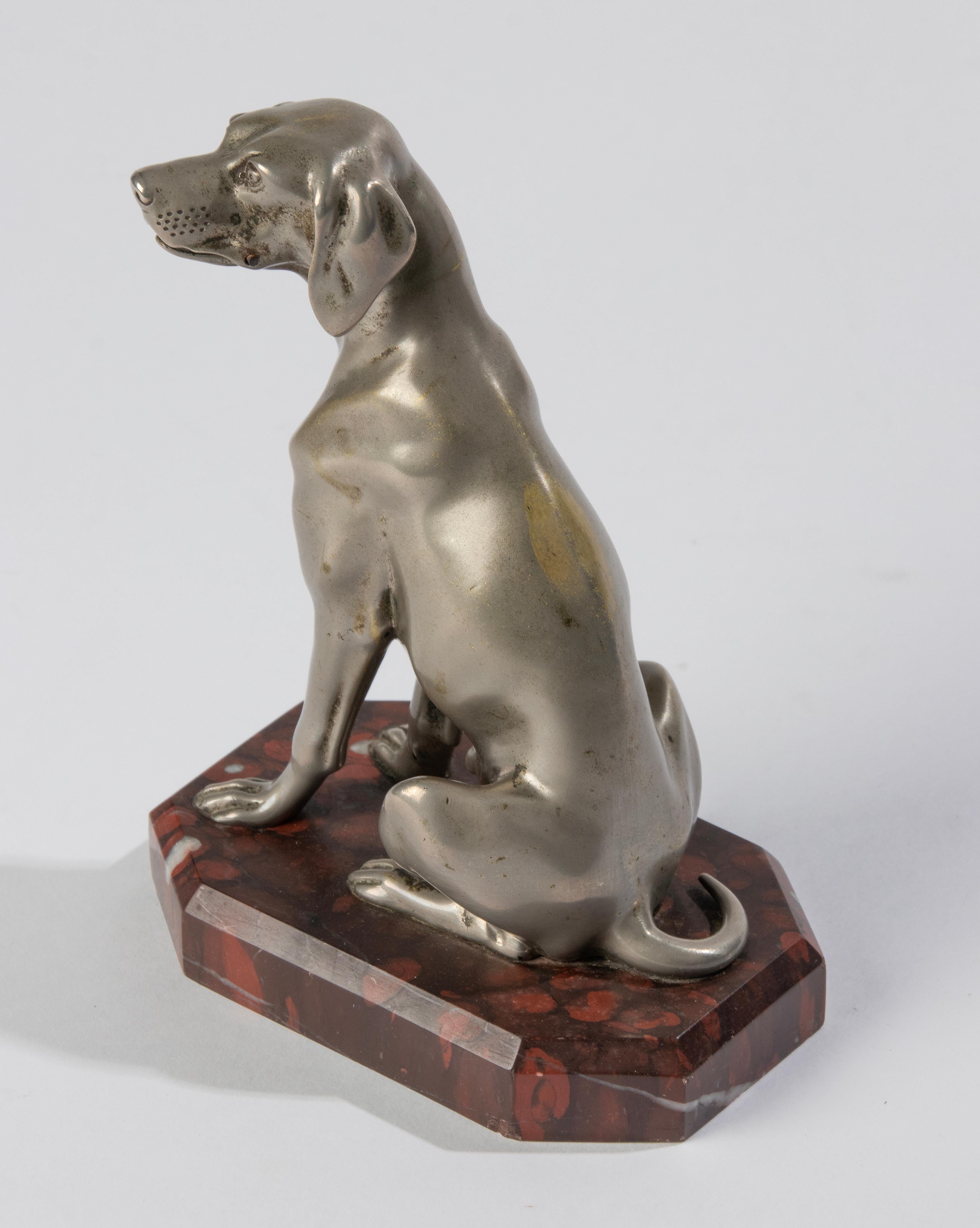 Early 20th Century, Nickel-Plated Spelter Sculpture Dog For Sale 8