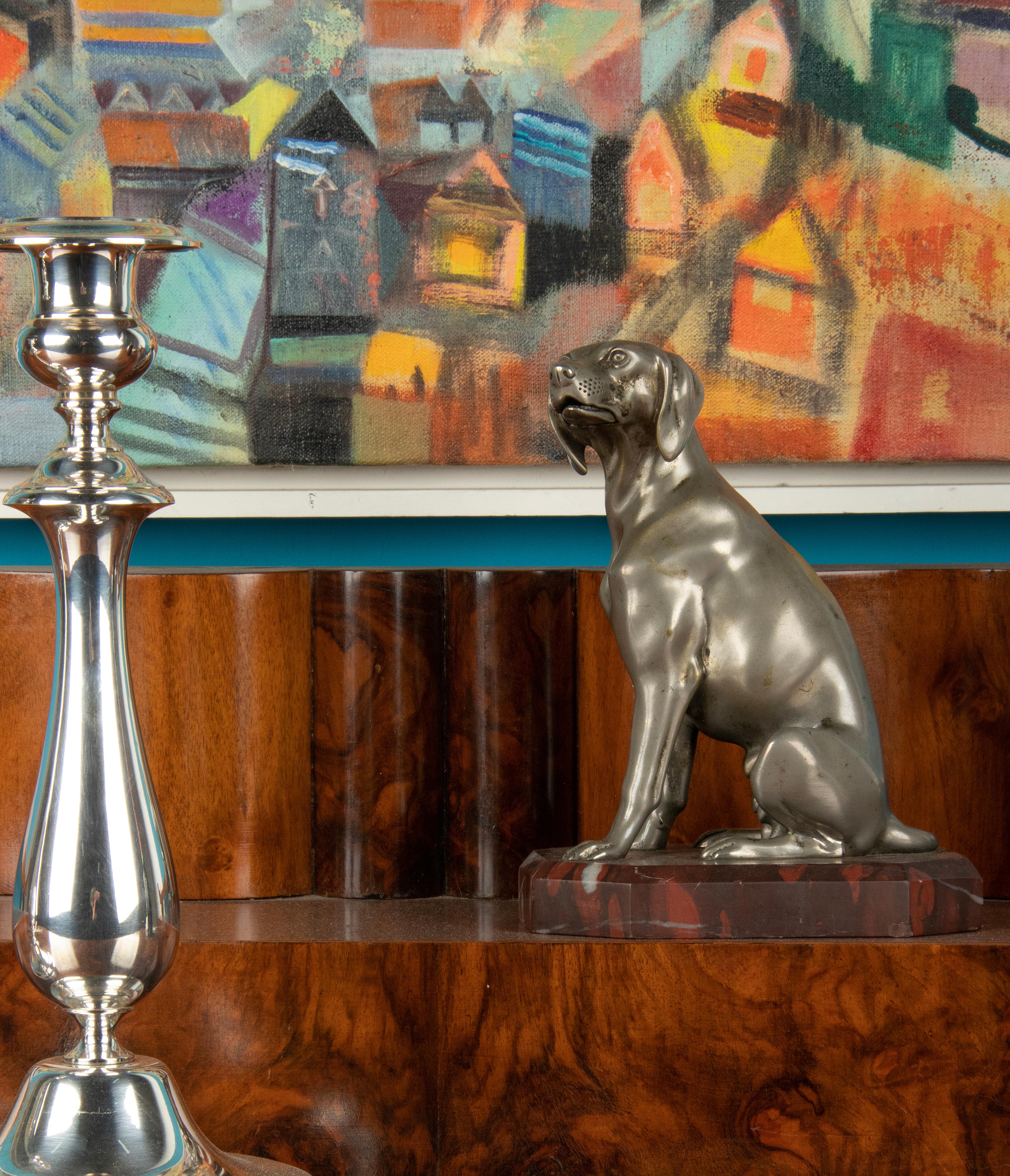 Early 20th Century, Nickel-Plated Spelter Sculpture Dog For Sale 6