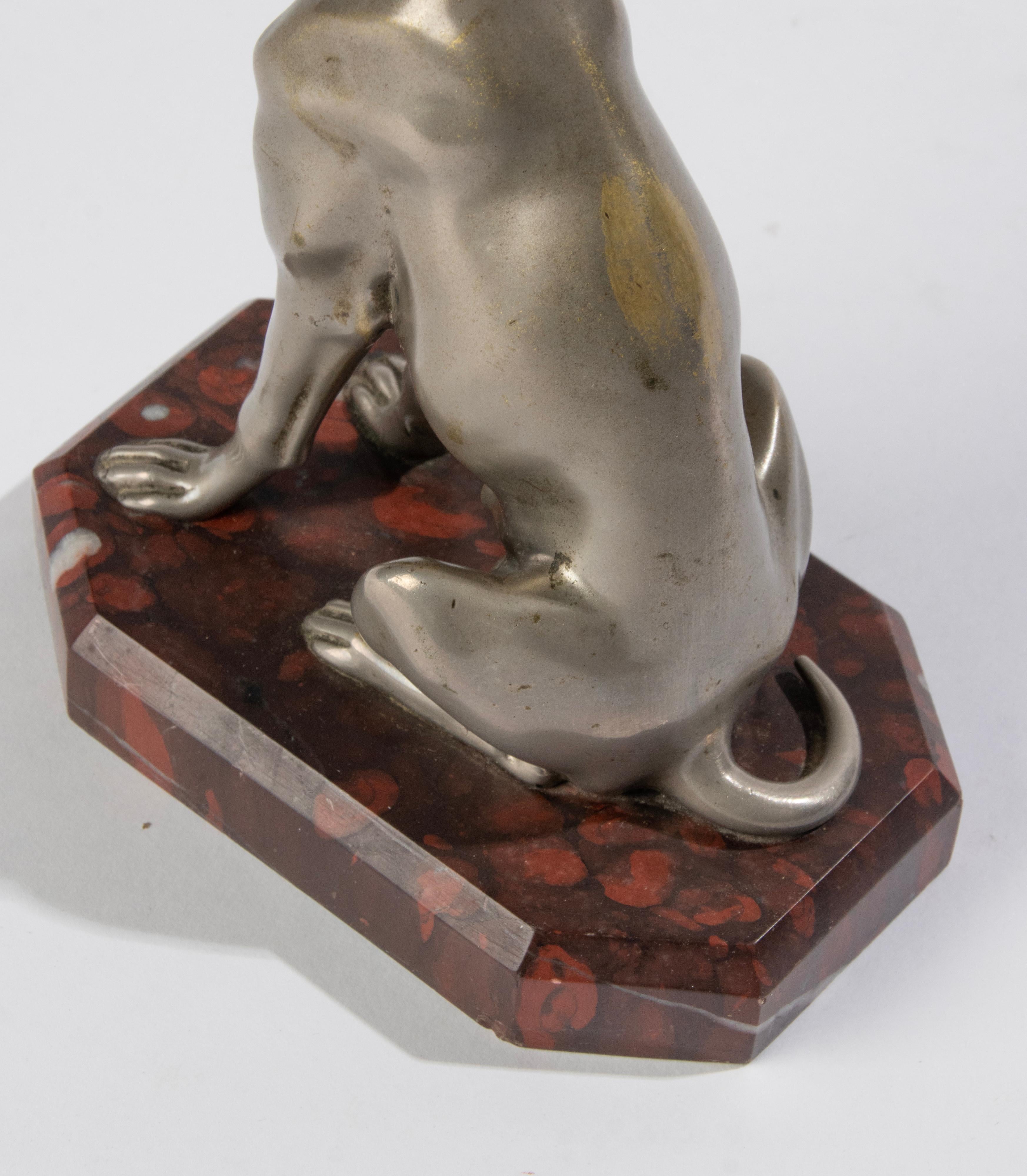 Early 20th Century, Nickel-Plated Spelter Sculpture Dog For Sale 10