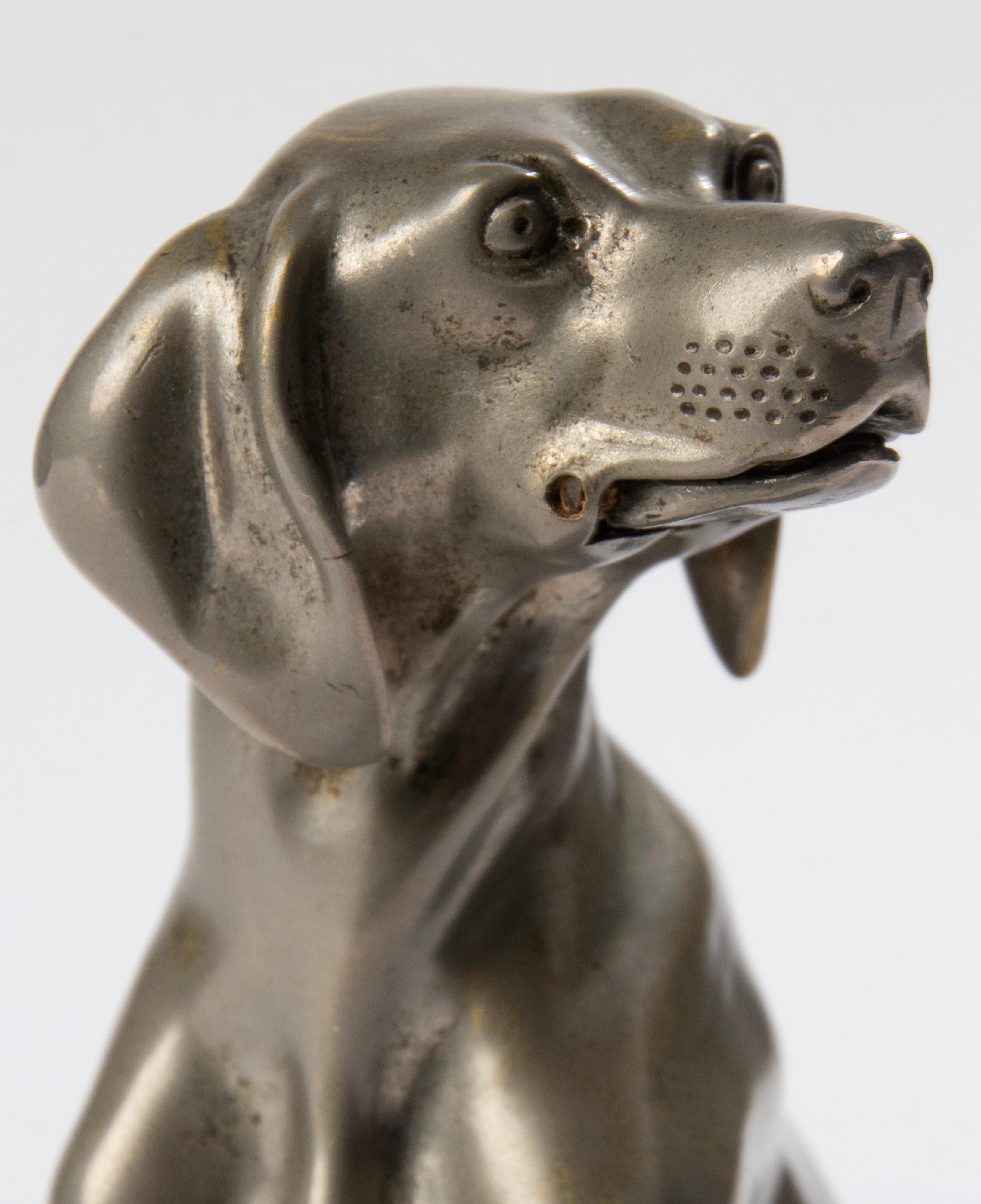 Early 20th Century, Nickel-Plated Spelter Sculpture Dog For Sale 13