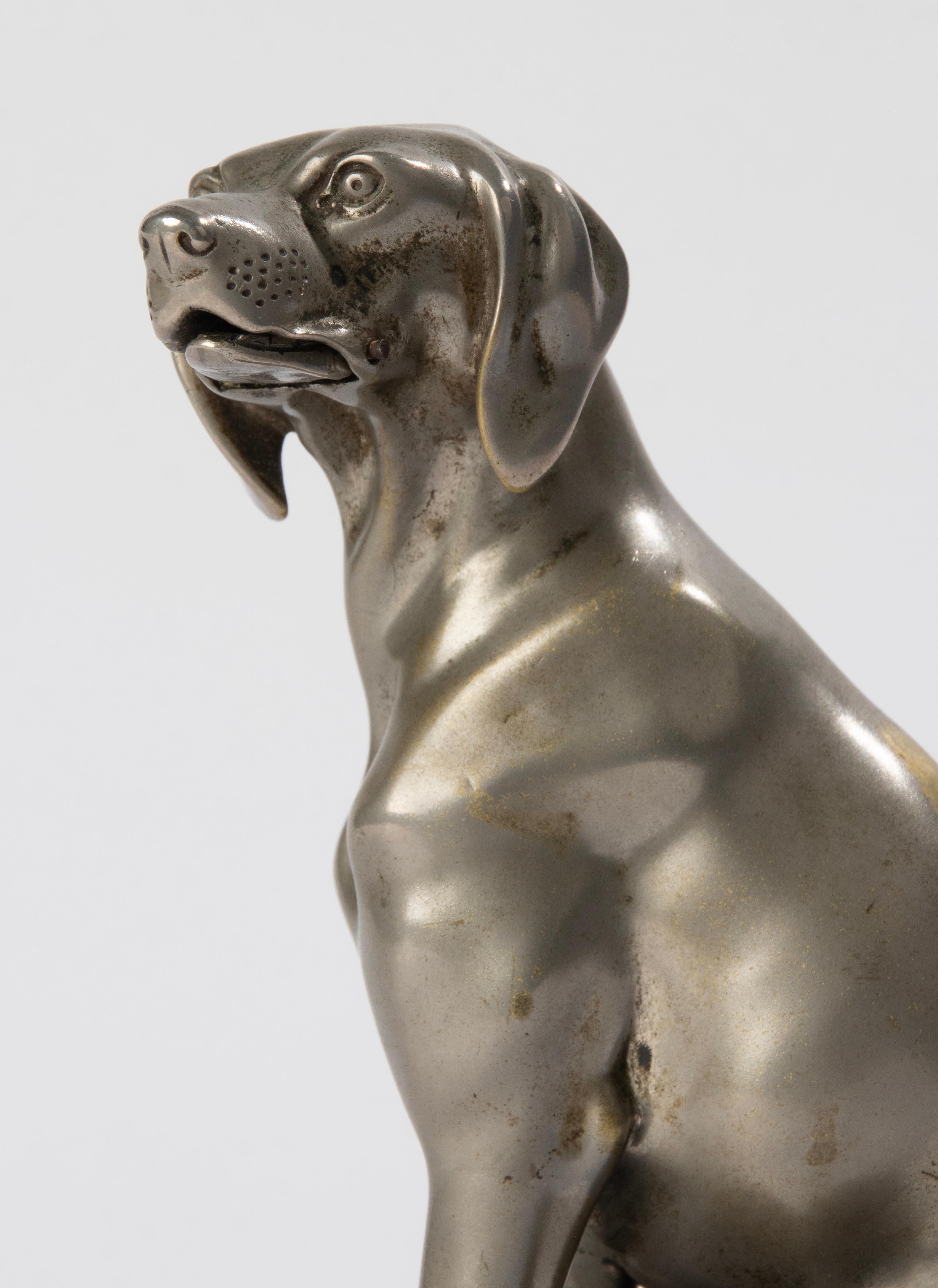 Early 20th Century, Nickel-Plated Spelter Sculpture Dog For Sale 1