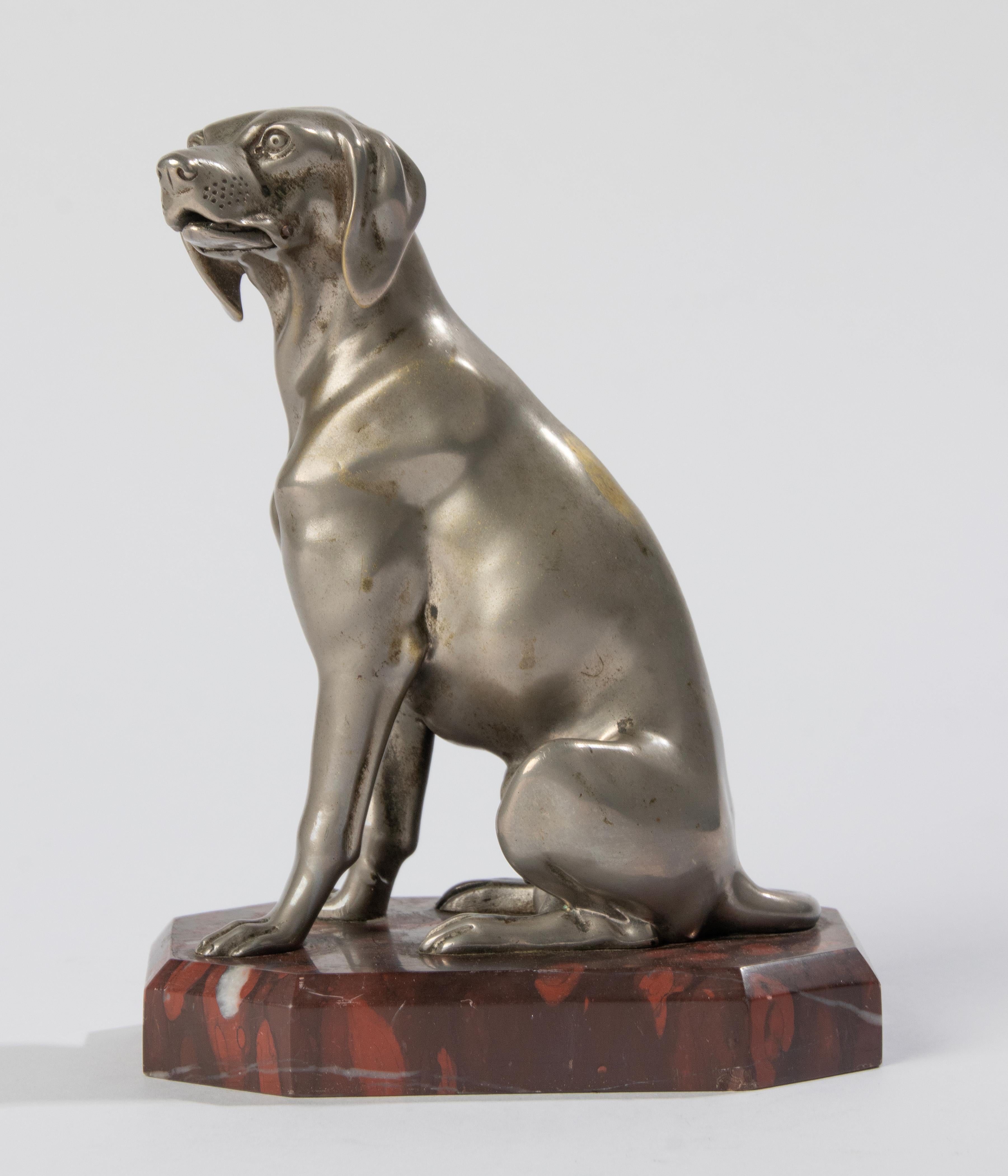 Early 20th Century, Nickel-Plated Spelter Sculpture Dog For Sale 2