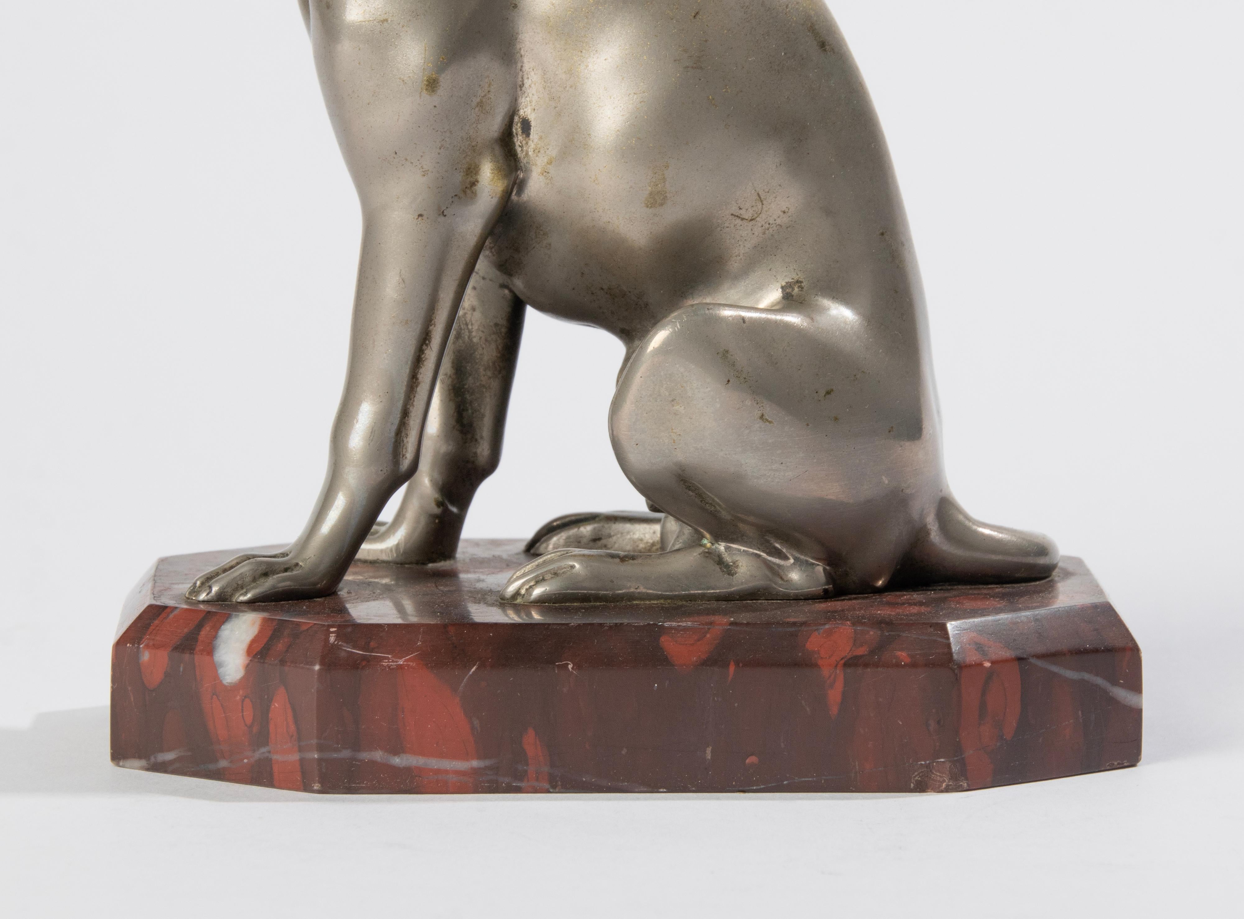 Early 20th Century, Nickel-Plated Spelter Sculpture Dog For Sale 3