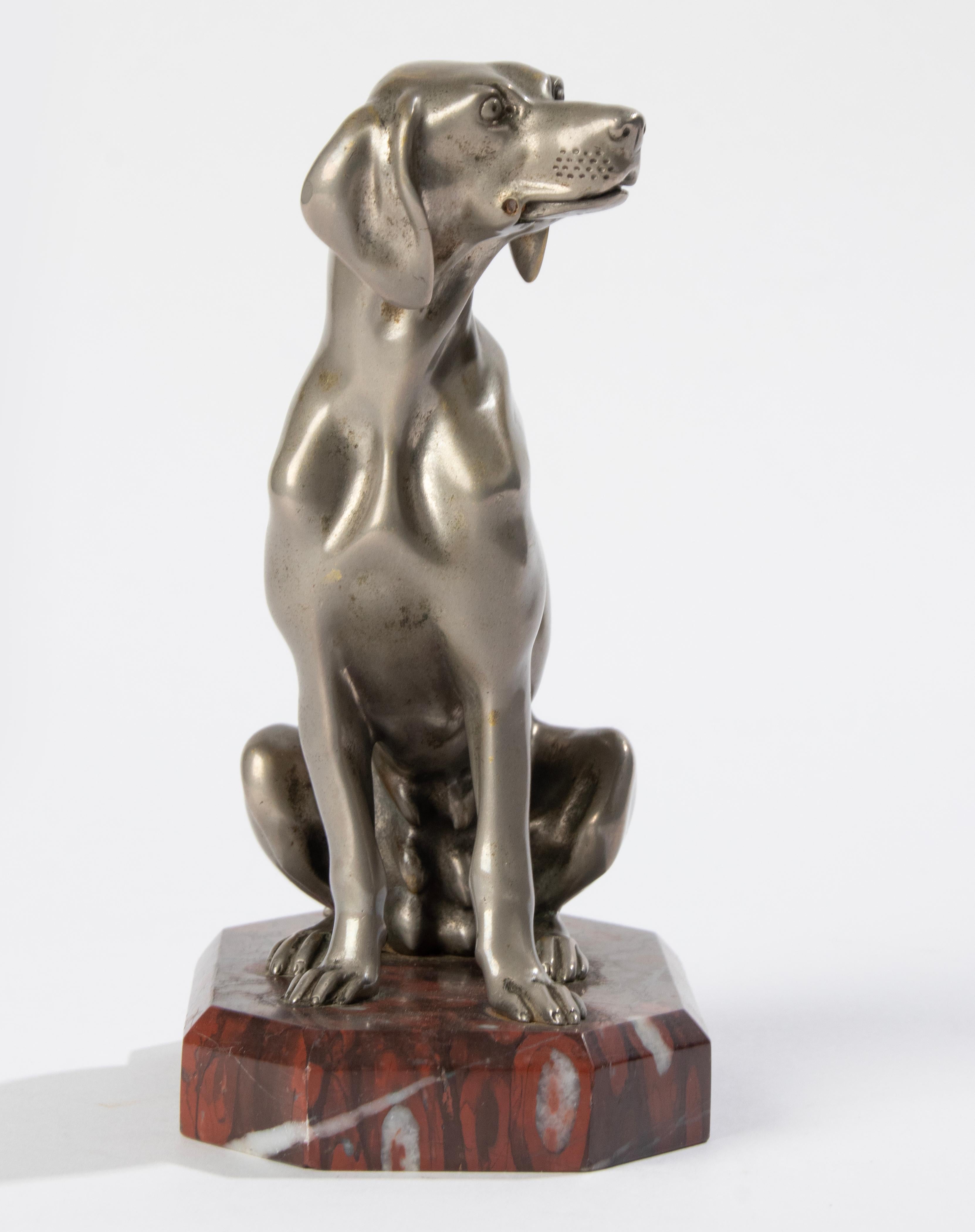 Early 20th Century, Nickel-Plated Spelter Sculpture Dog For Sale 4