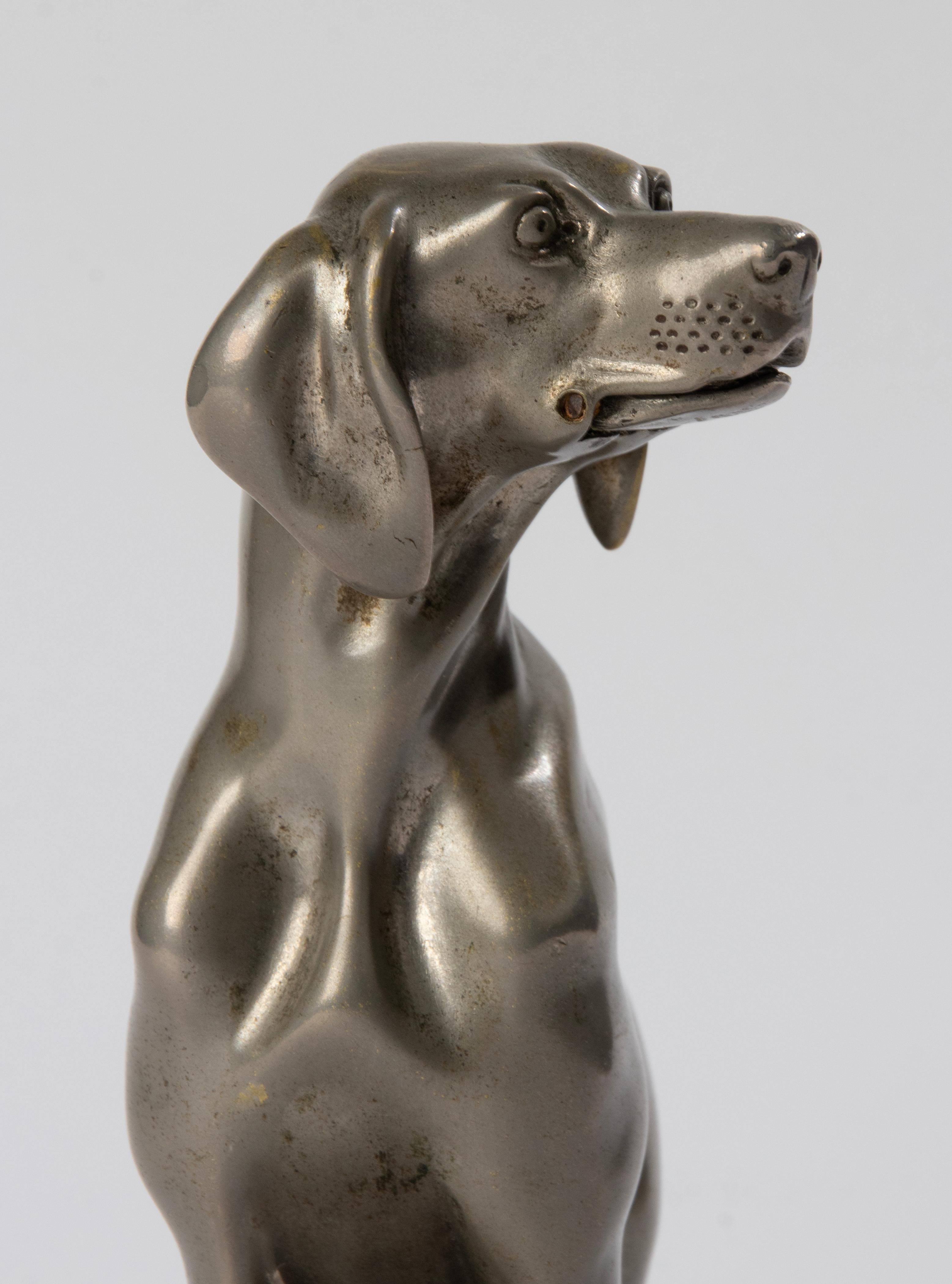Early 20th Century, Nickel-Plated Spelter Sculpture Dog For Sale 5