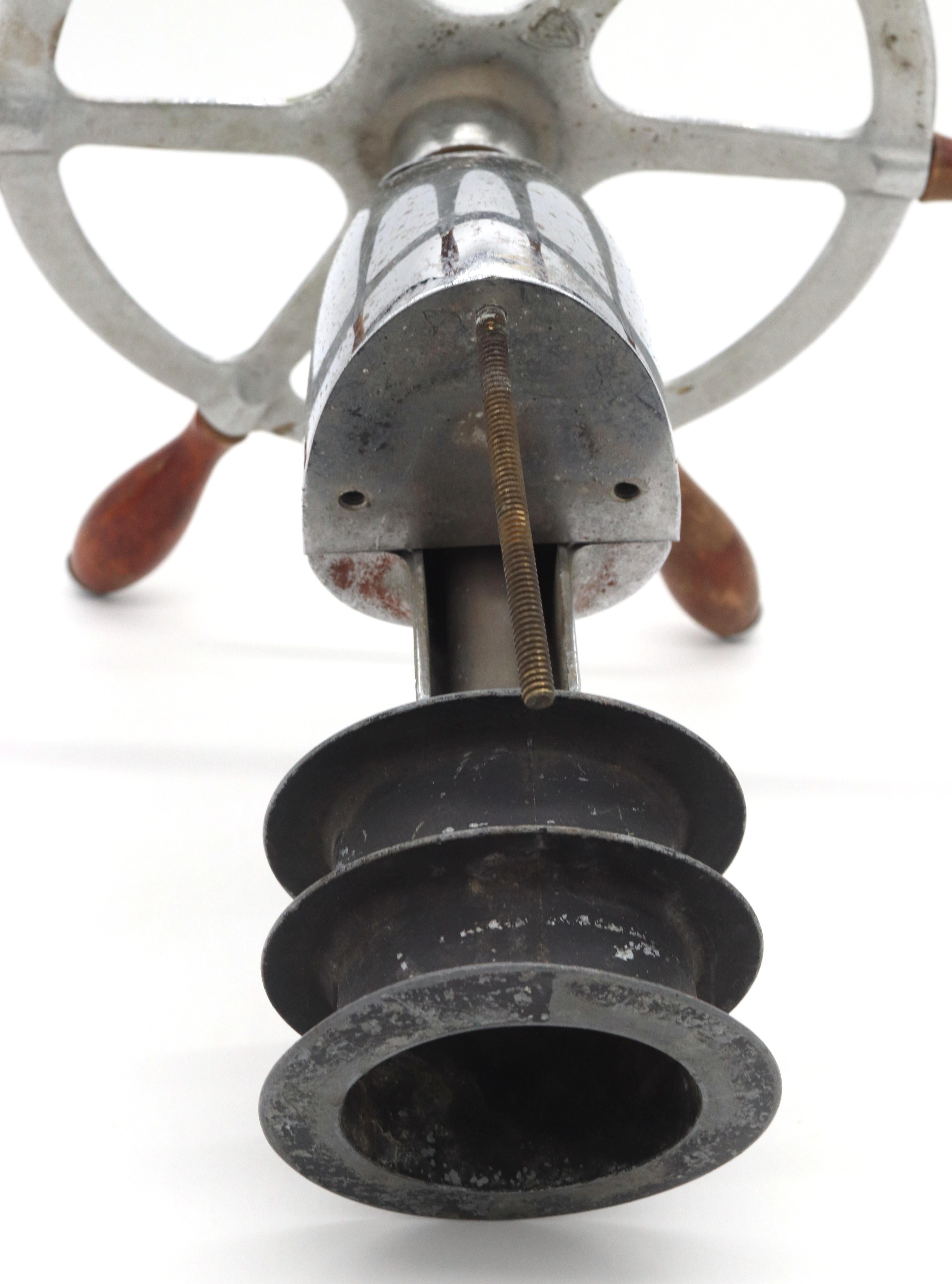 Early 20th Century Nickel & Teak Yacht Wheel For Sale 2