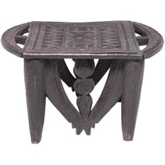 Early 20th Century Nigerian Nupe Stool with Animal Motifs