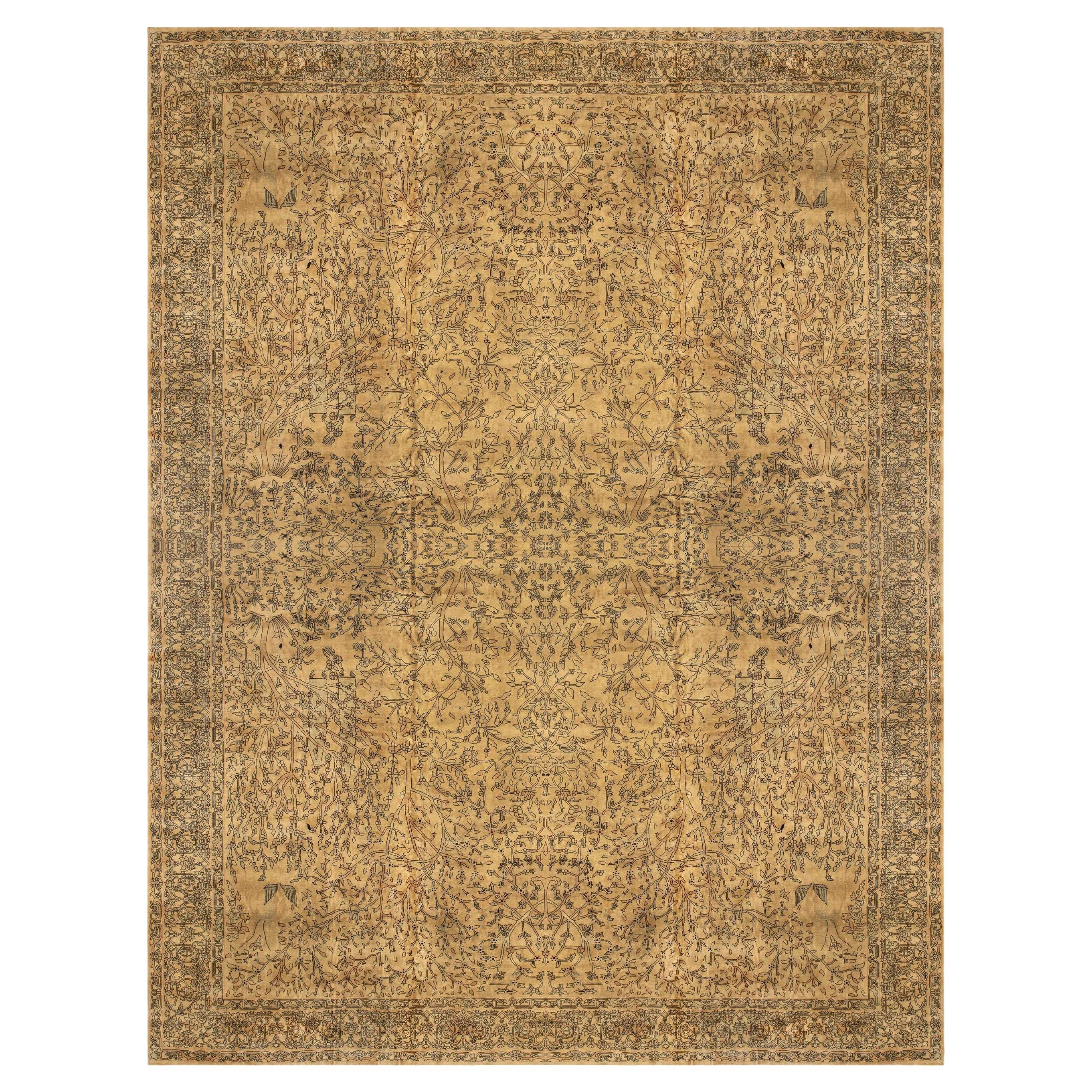 Early 20th Century North Indian Botanic Wool Rug For Sale