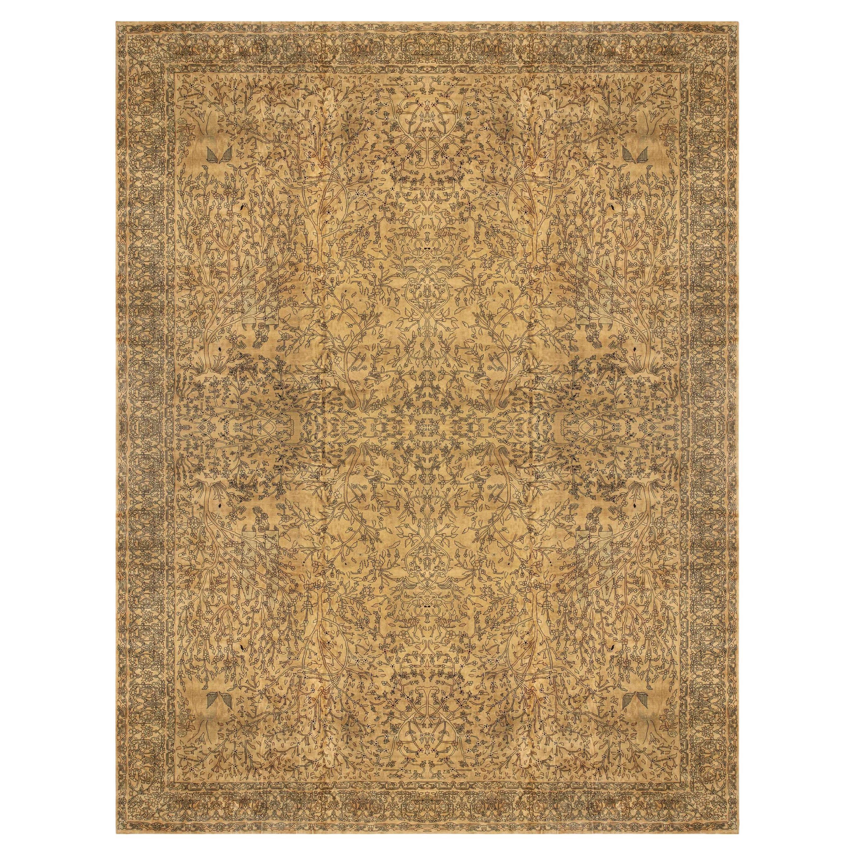 Early 20th Century North Indian Botanic Wool Rug