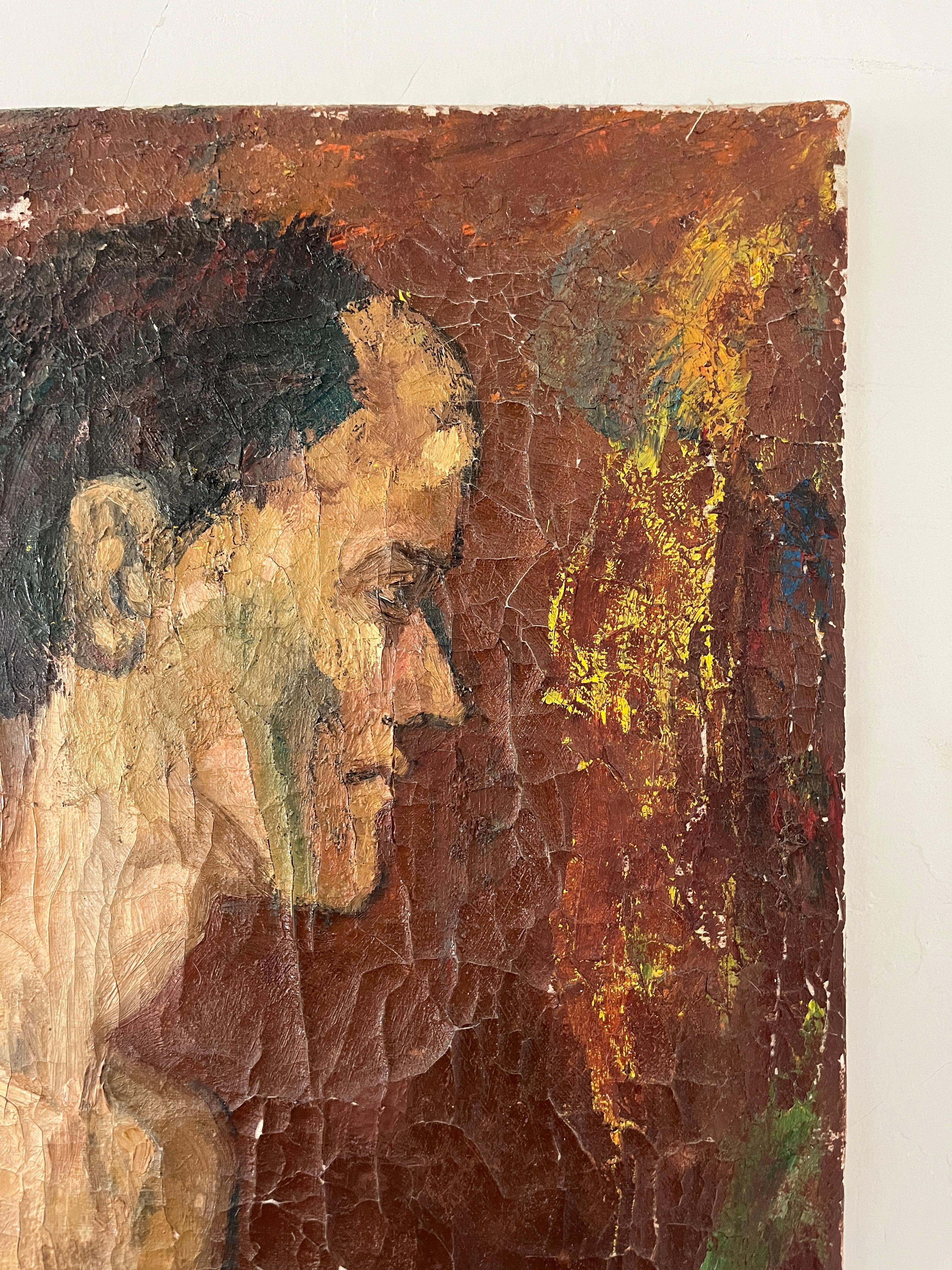 Early 20th Century Nude Oil Painting In Fair Condition For Sale In Los Angeles, CA