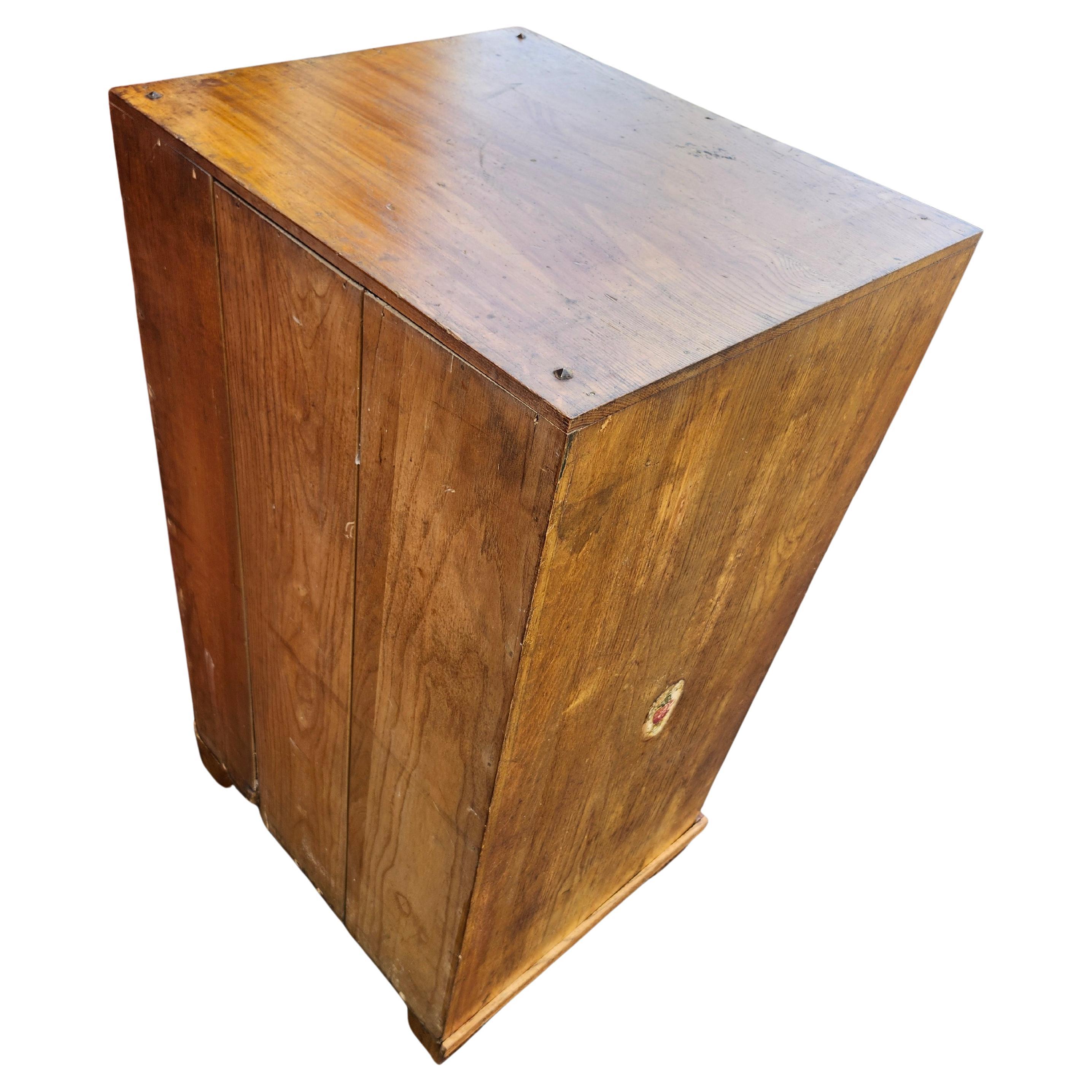 Industrial Early 20th Century Oak 20 Drawer Labeled Plumbing Apothecary Cabinet 2 Available For Sale