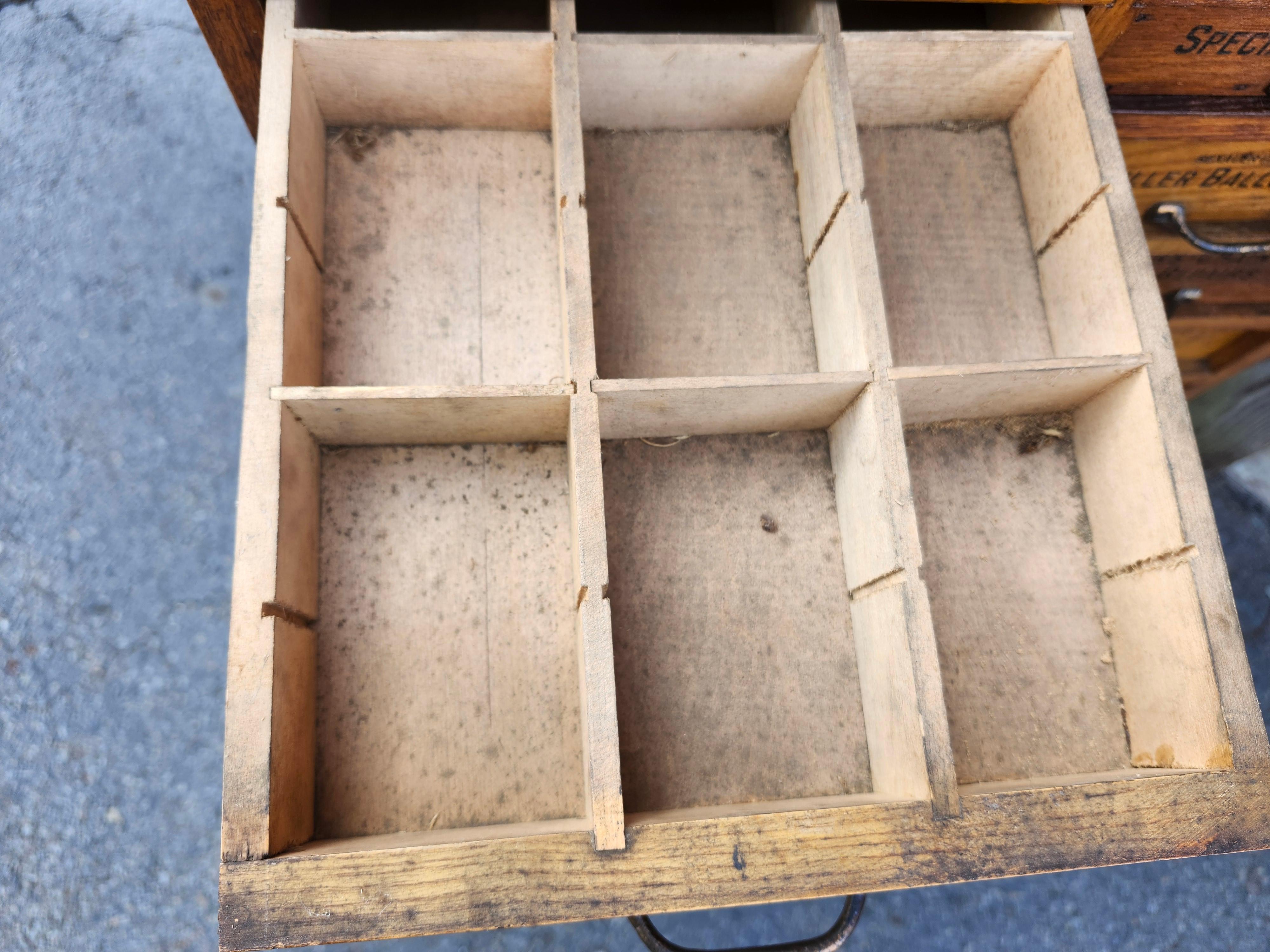 Brass Early 20th Century Oak 20 Drawer Labeled Plumbing Apothecary Cabinet 2 Available For Sale