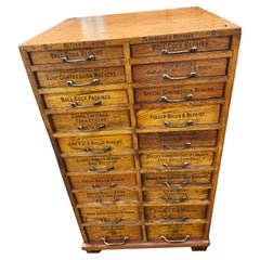 Early 20th Century Oak 20 Drawer Labeled Plumbing Apothecary Cabinet 2 Available