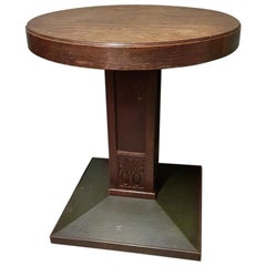 Early 20th Century Oak Art Deco Side/Coffee Table with Carved Column
