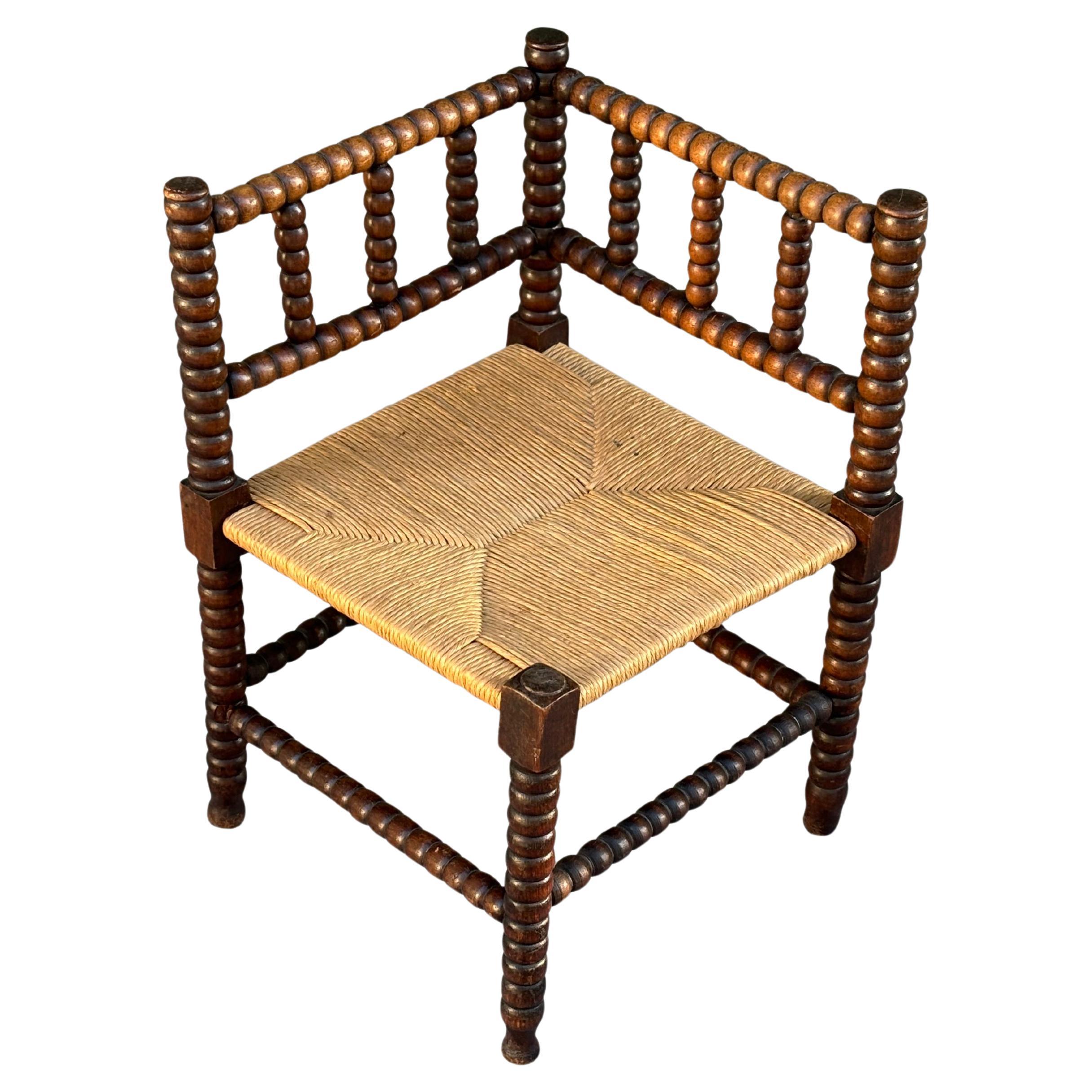 Early 20th Century Oak Bobbin Corner Armchair, 1920s