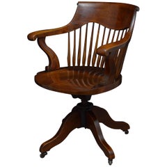 Antique Early 20th Century Oak Desk Chair