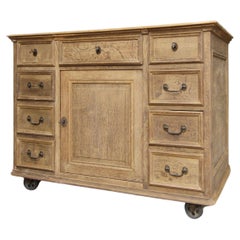 Early 20th Century Oak Dresser or Kitchen Island on Castors