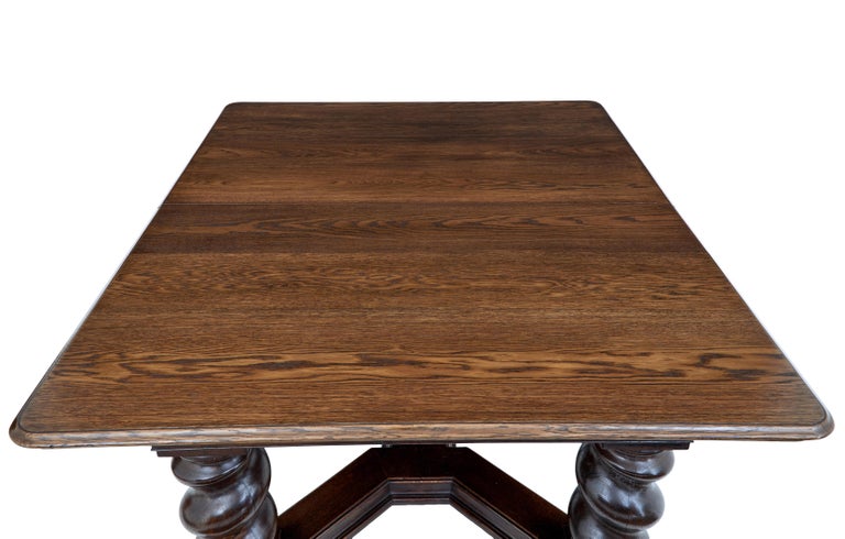 Swedish Early 20th Century Oak Extending Dining Table For Sale