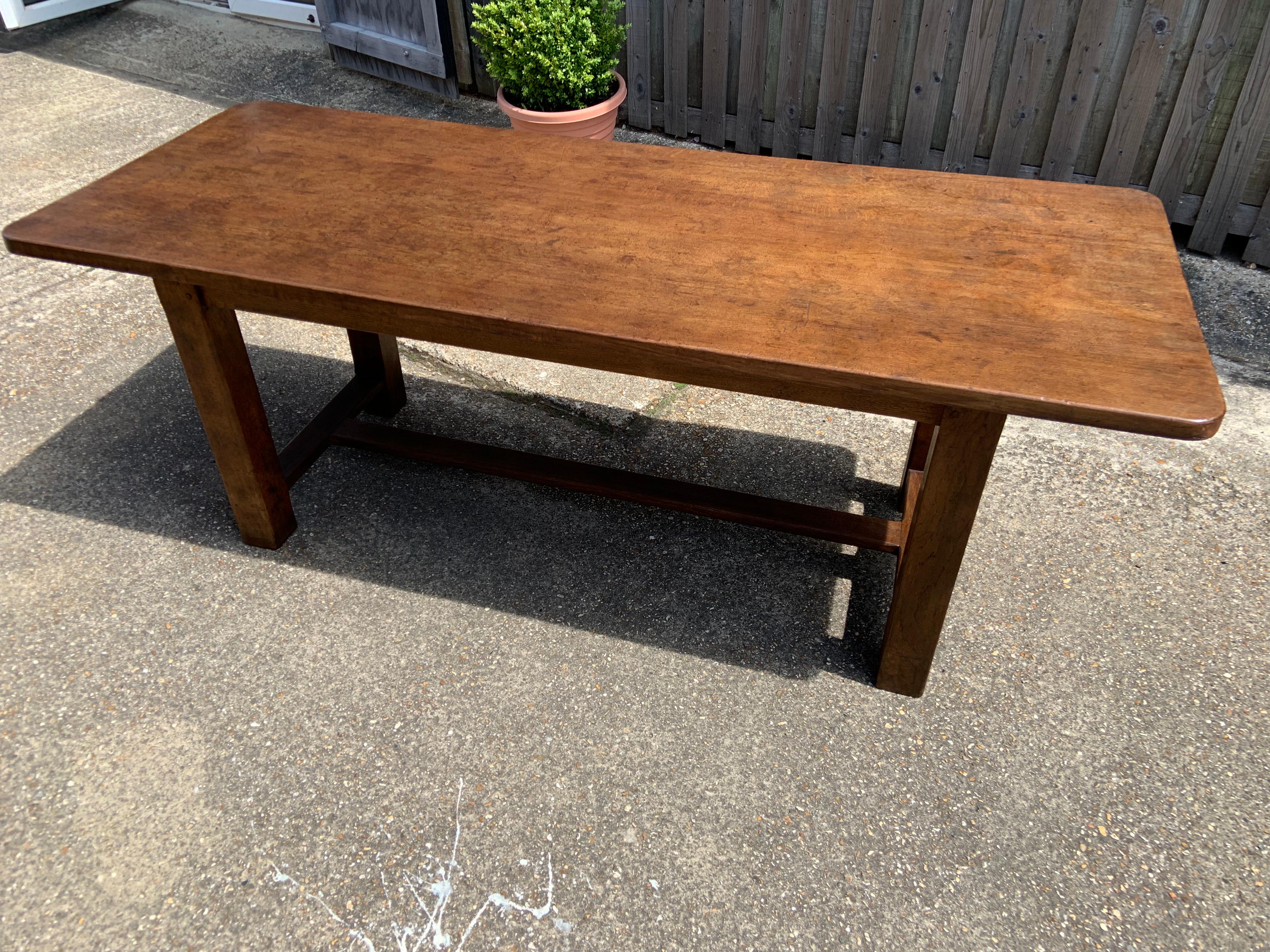 French Early 20th Century Oak Farmhouse Table For Sale