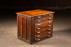Early 20th Century Oak Flat File Cabinet with Side Storage