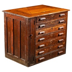 Early 20th Century Oak Flat File Cabinet with Side Storage