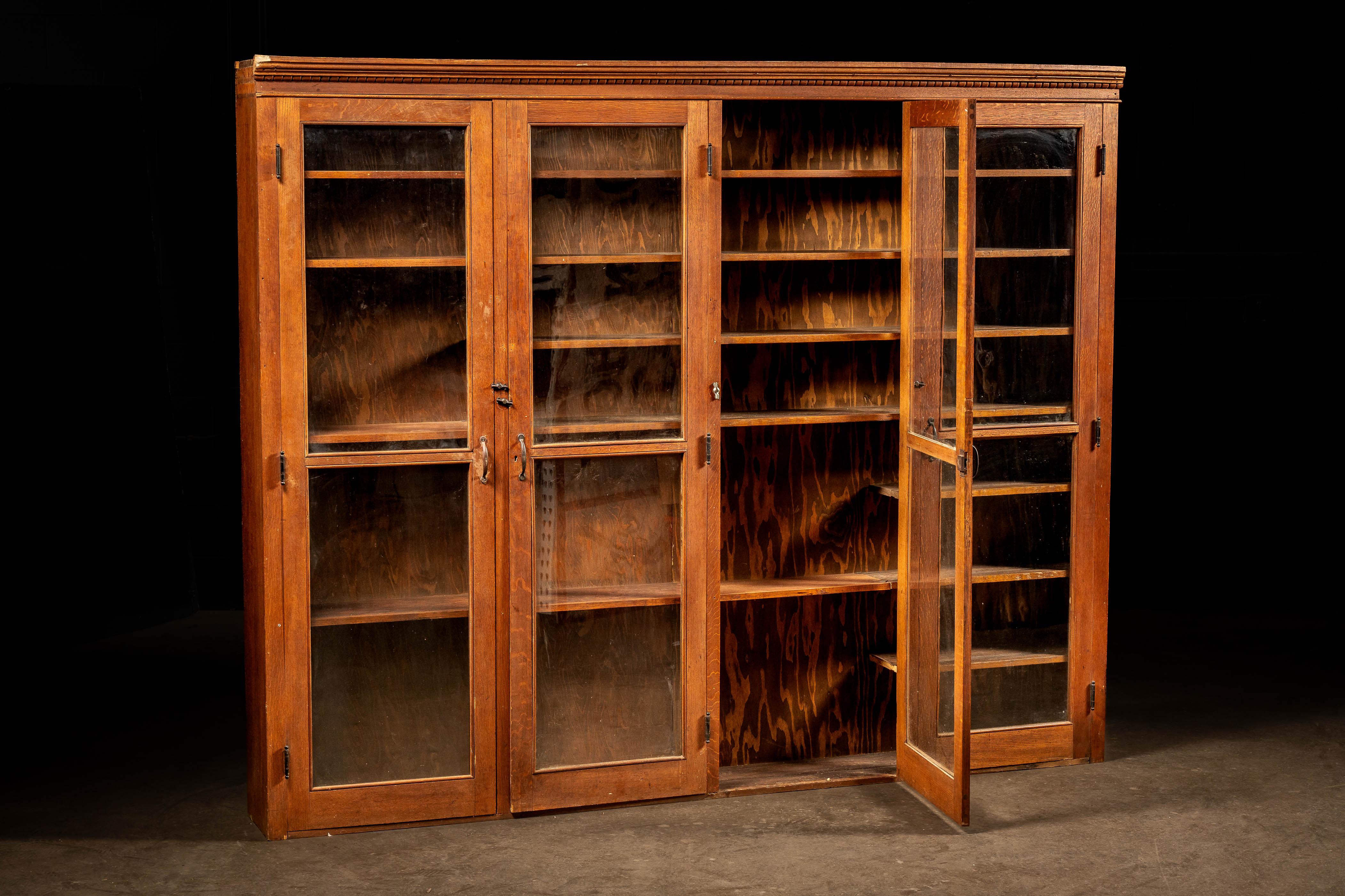Mission Early 20th Century Oak Laboratory Display Cabinet