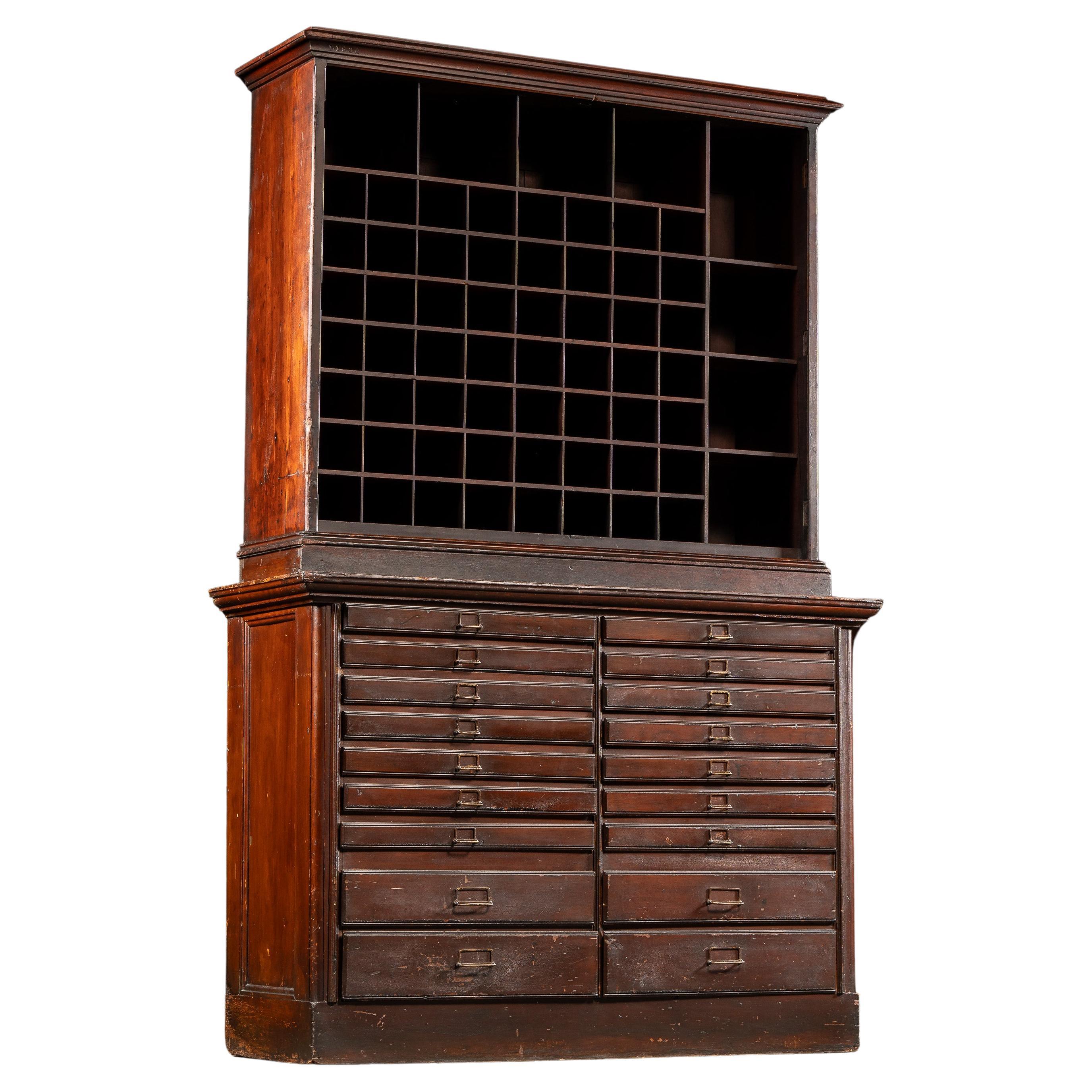 Early 20th Century Oak Mail Sorting Cabinet