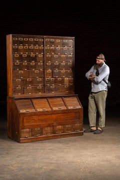 Early 20th Century Oak Parts Cabinet by W. C. Heller