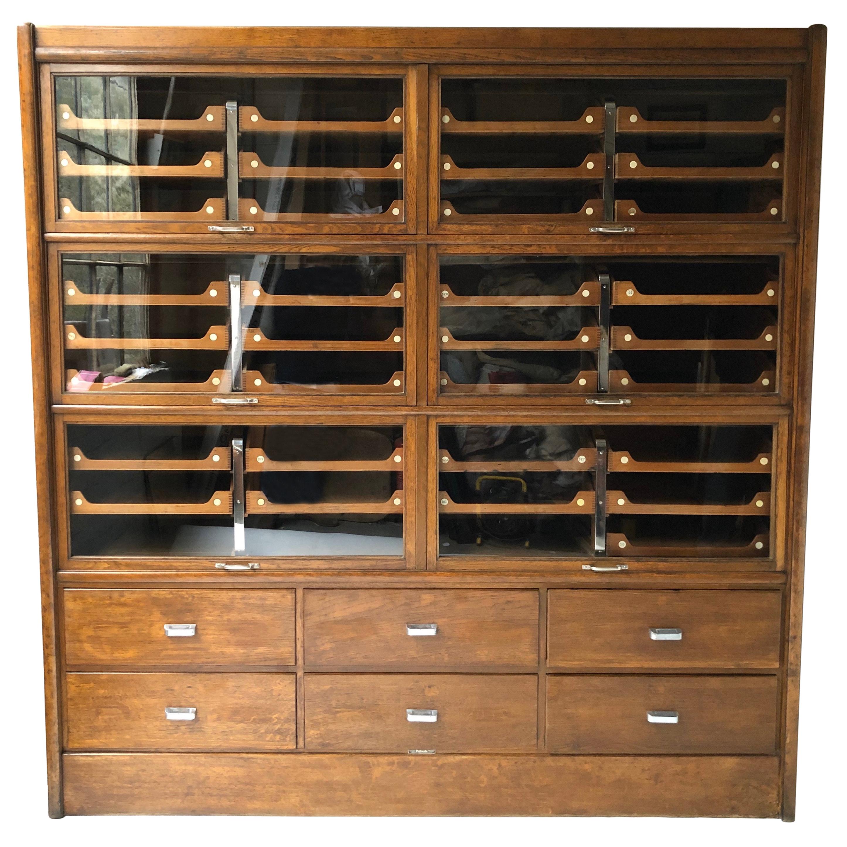 Early 20th Century Oak Patented Dressing Room Haberdashery Cabinet