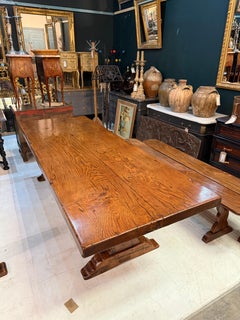 Early 20th century oak refectory table 2.45m