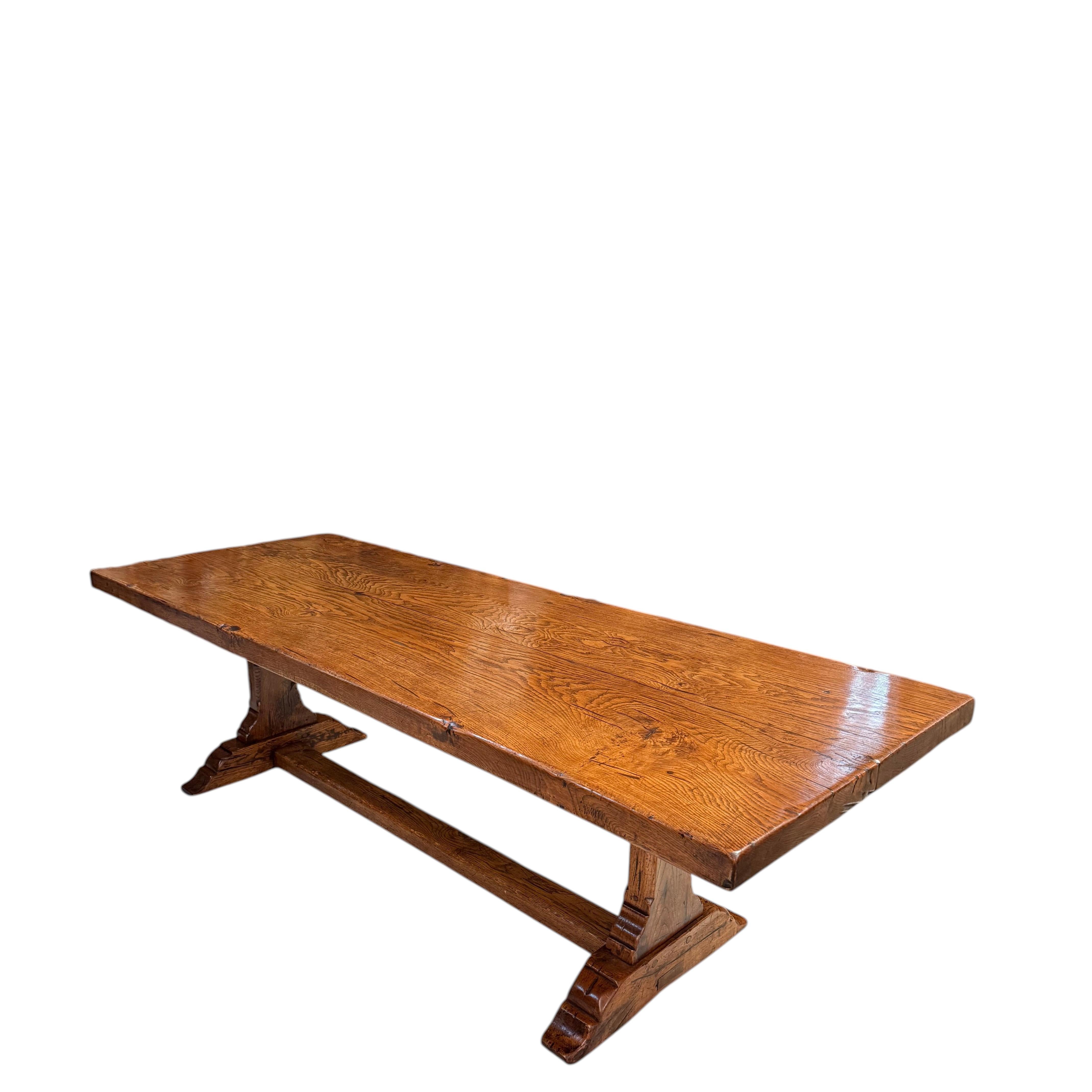 Early 20th century oak refectory table 2.45m For Sale