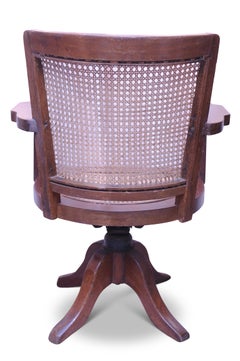 Early 20th Century Oak, Revolving, Rattan / Cane Clerks Office Desk Chair