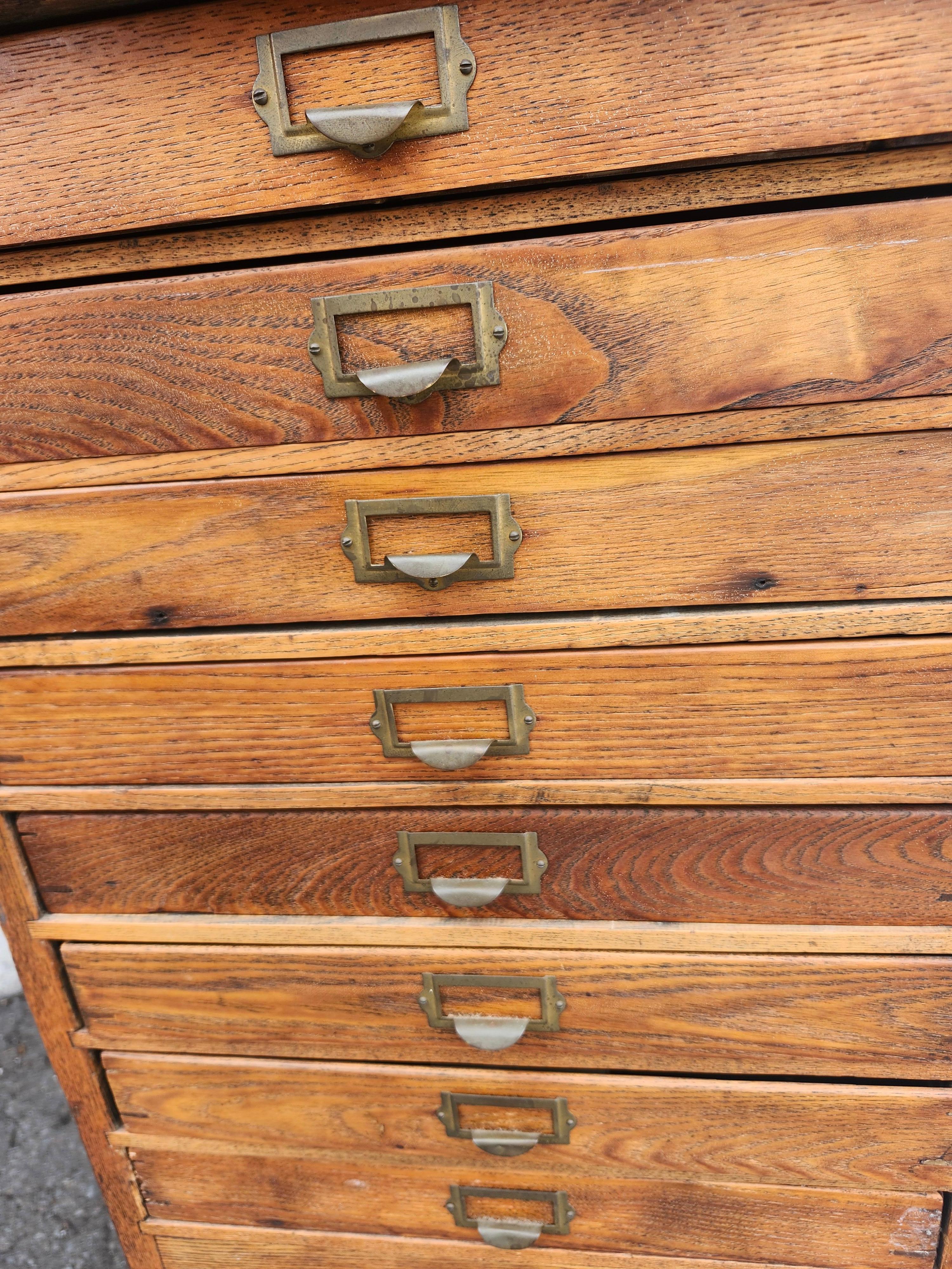 Anfang des 20. Jahrhunderts Eiche Seed & Grain Apothekerschrank im Zustand „Gut“ im Angebot in Port Jervis, NY