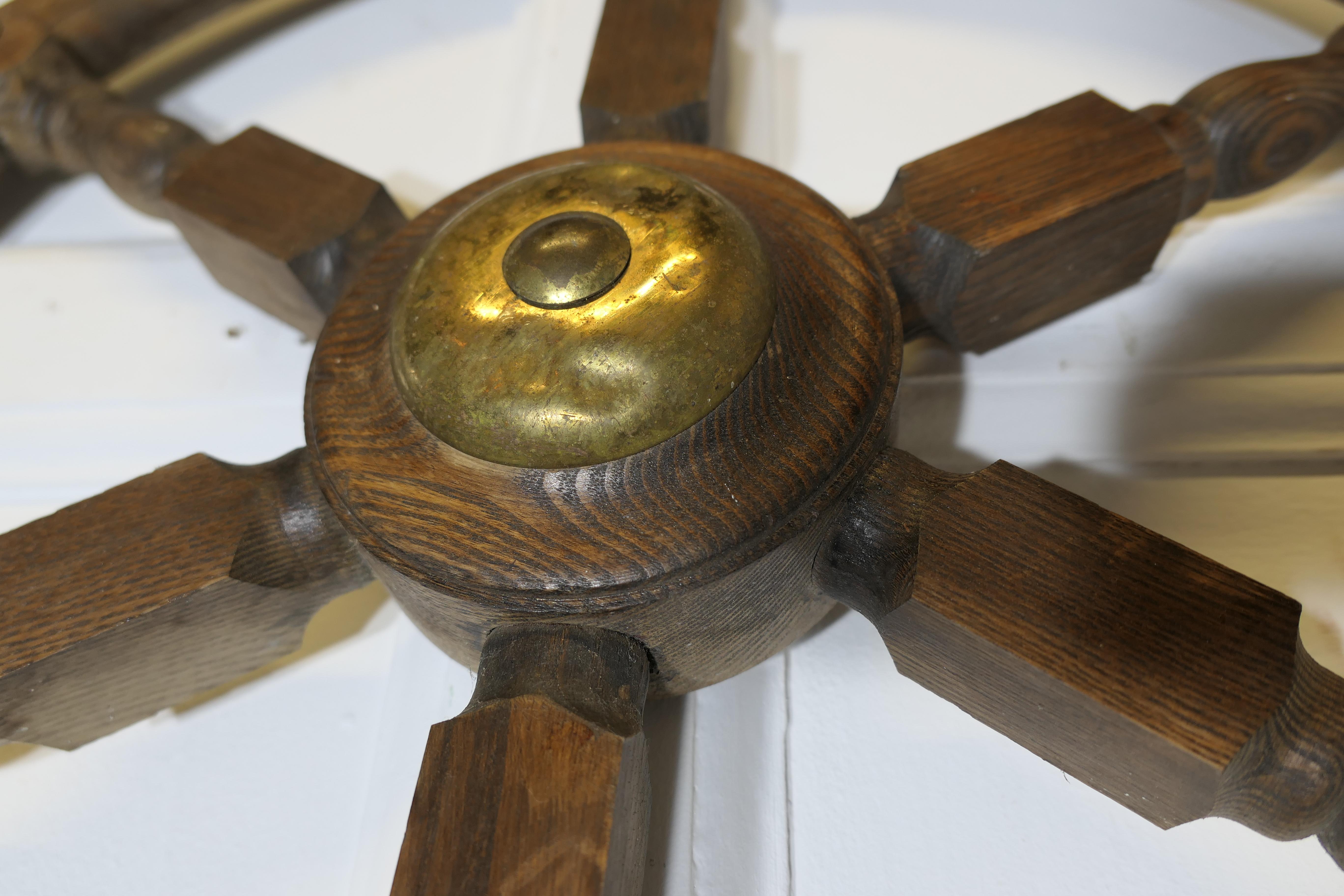 Folk Art Early 20th Century Oak Ships Wheel  A wonderful and decorative piece For Sale
