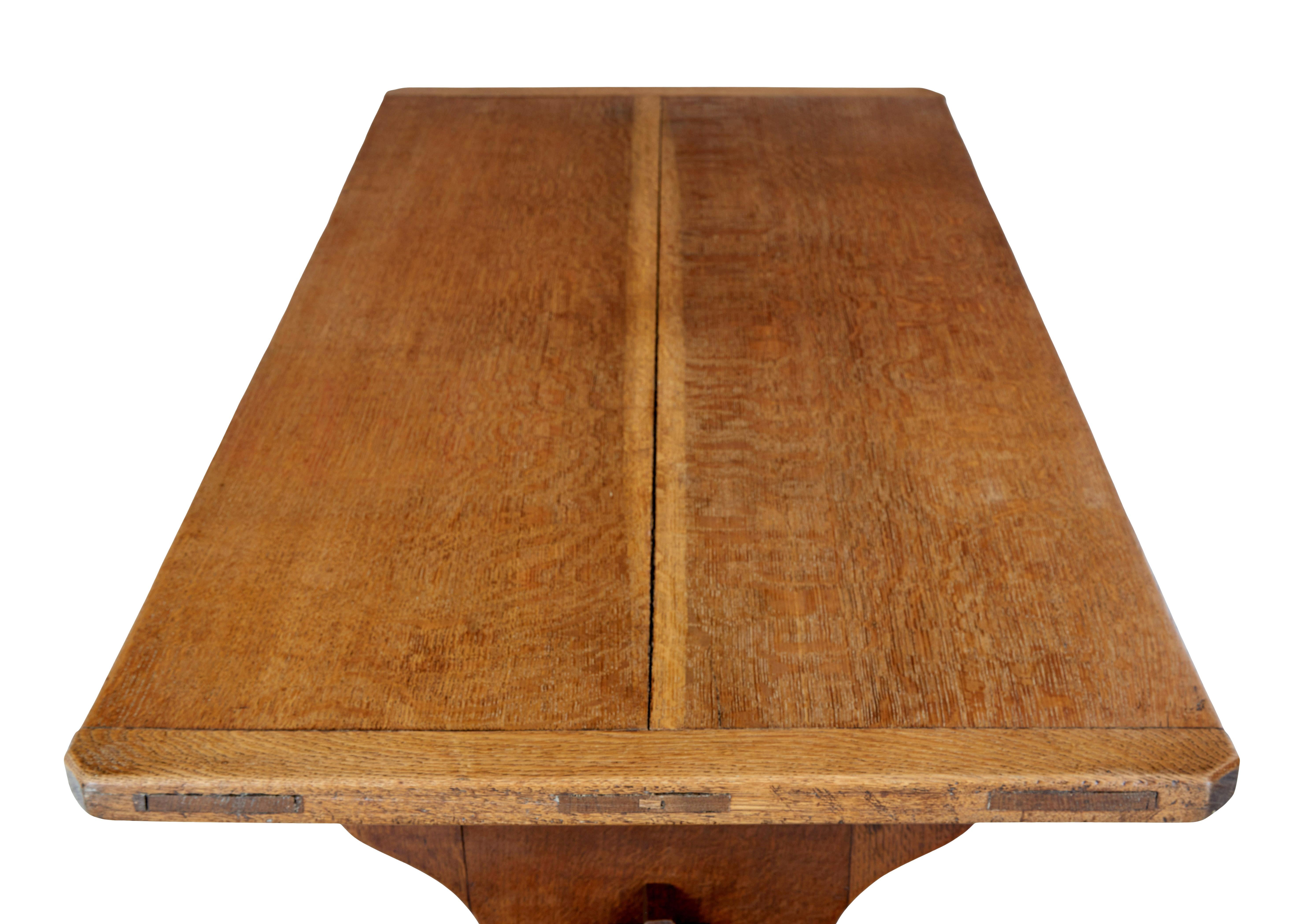 Art Deco Early 20th century oak trestle end table For Sale