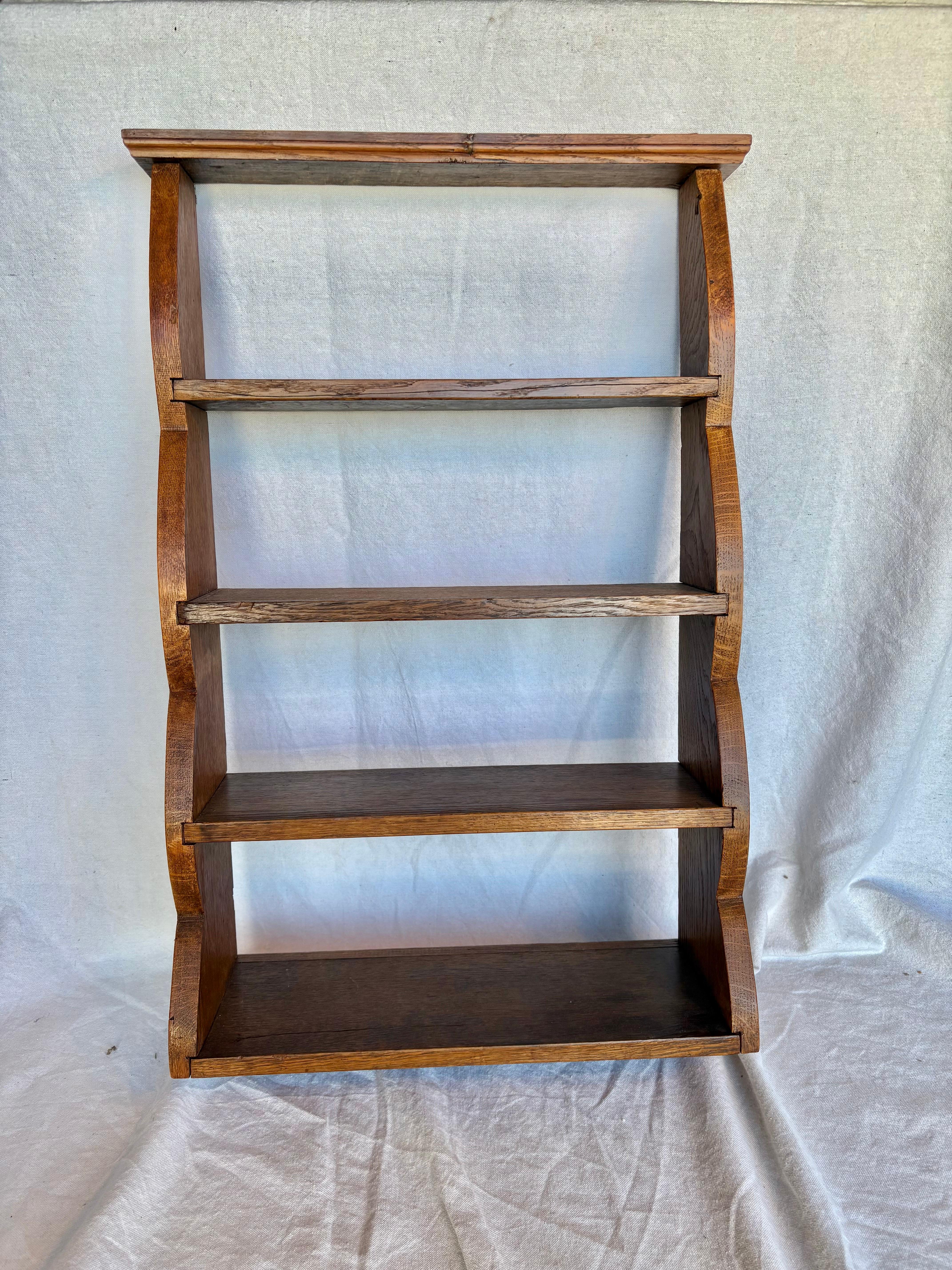 Hand-Crafted Early 20th Century Oak Wall Shelf For Sale