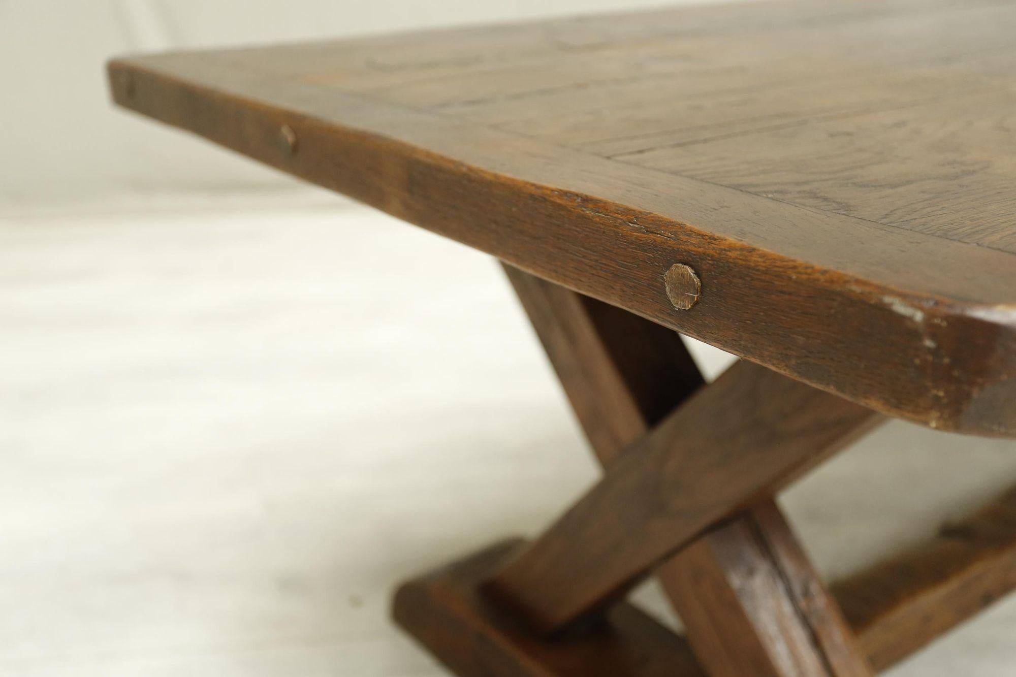 Early 20th Century Oak x Frame Dining Table 7
