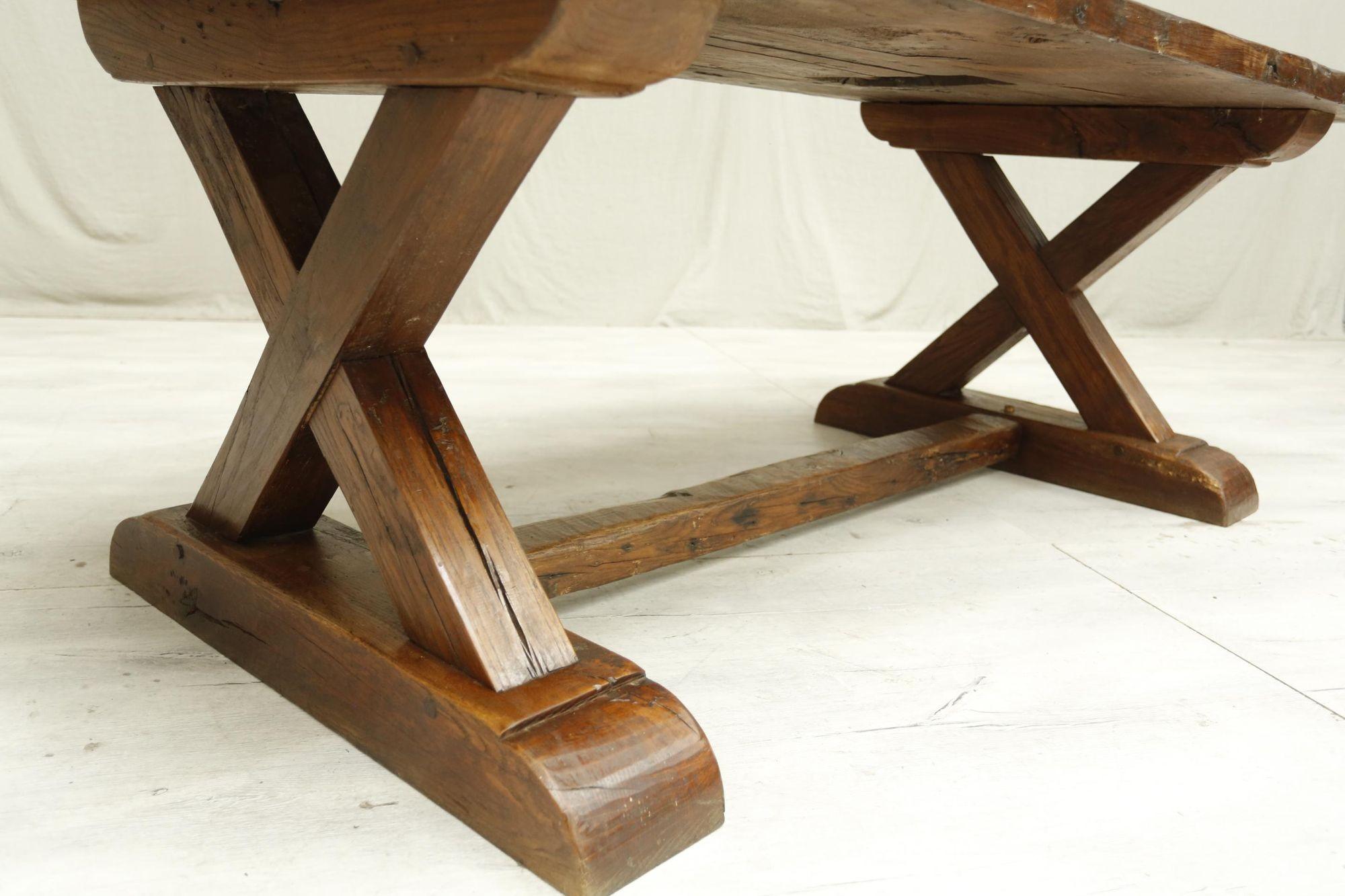 Early 20th Century Oak x Frame Dining Table 8